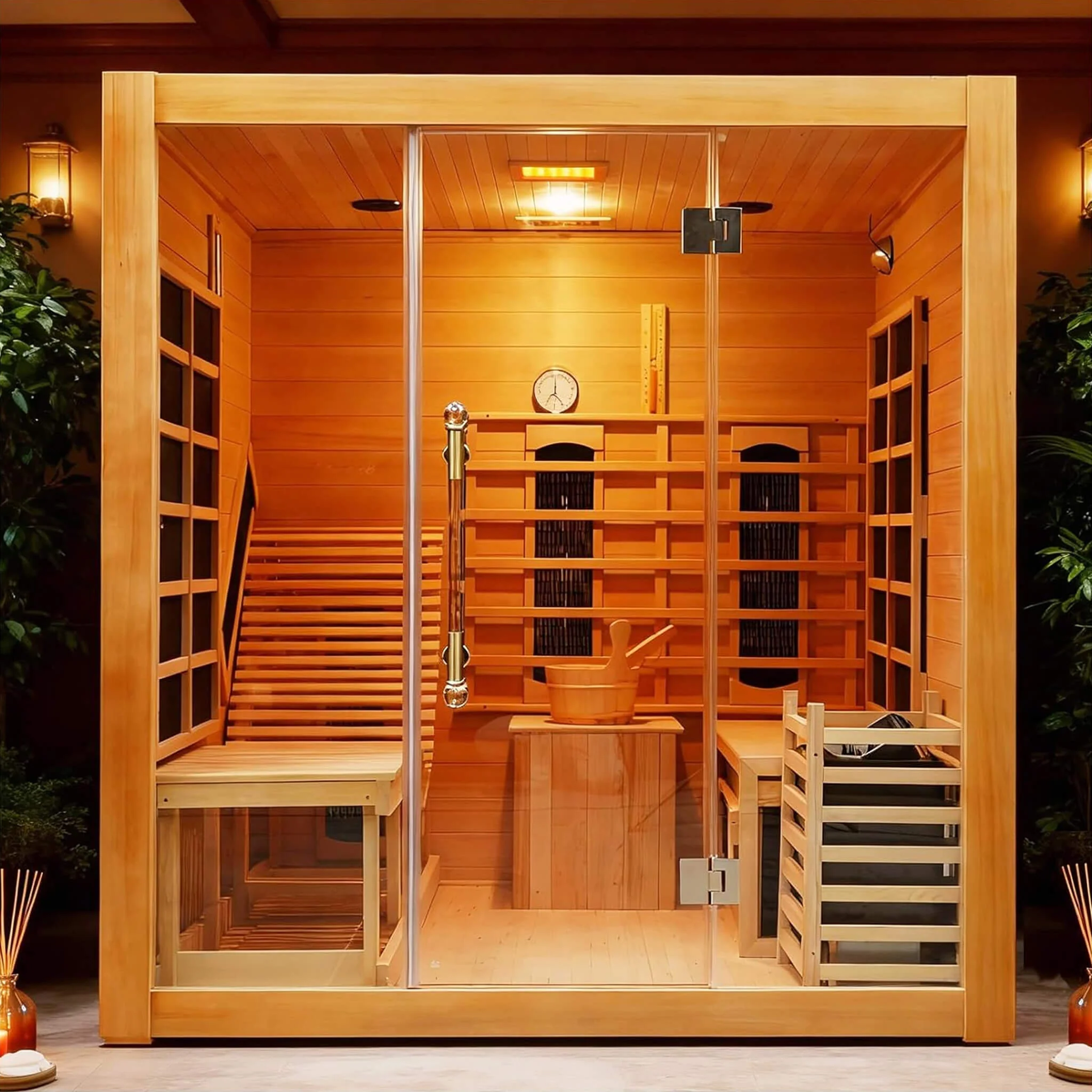 Rövia Oasis 3-Person Indoor Hybrid Sauna Room With Built-In Lounge Chair (SAK35182) - Image 8