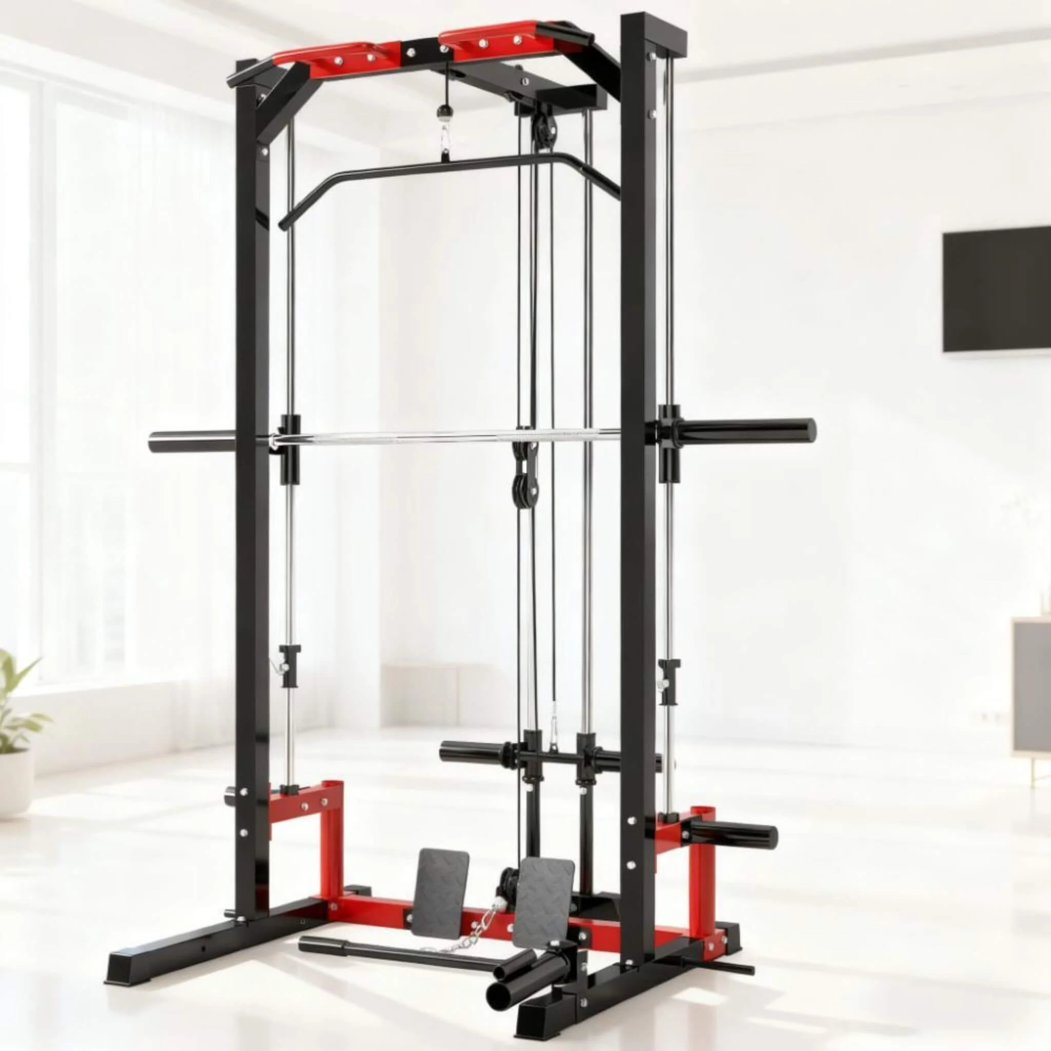 Rovix All-In-One Home Gym Squat Rack With Pull Up And Lat System (SAK95431) - Image 3