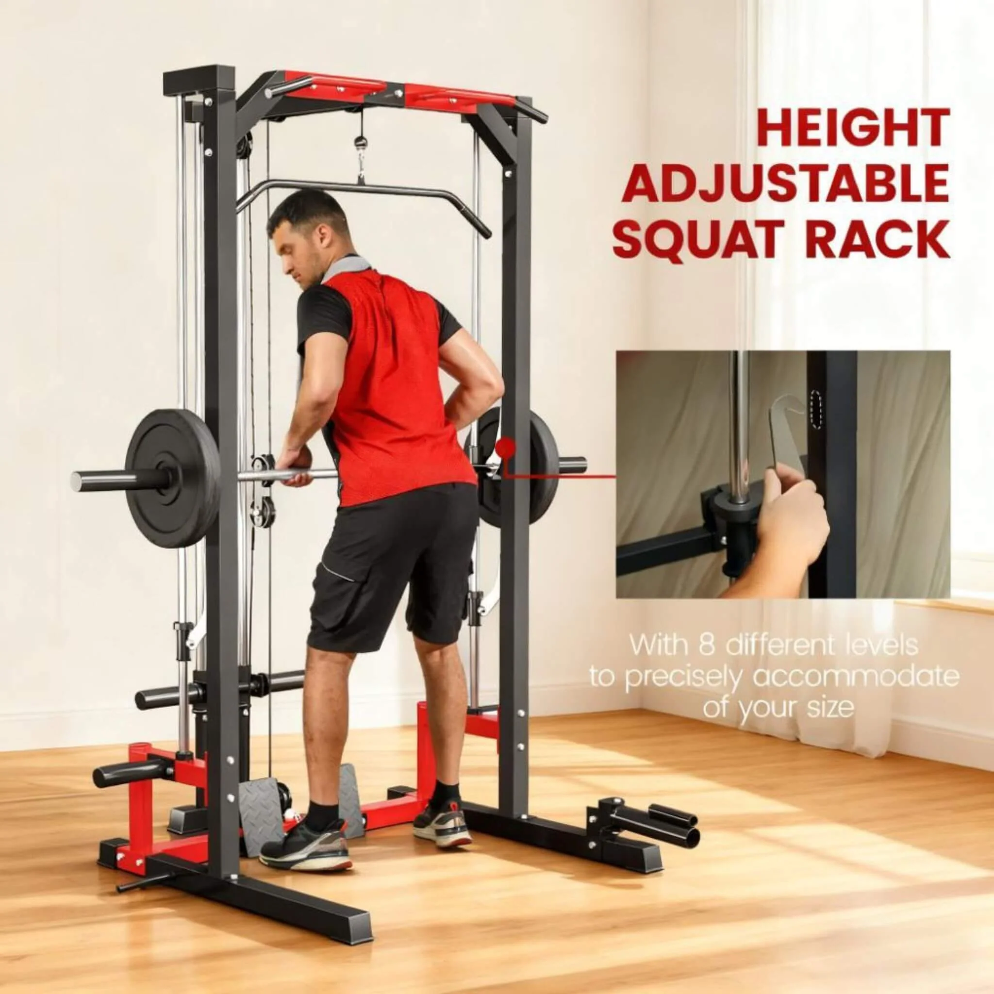 Rovix All-In-One Home Gym Squat Rack With Pull Up And Lat System (SAK95431) - Image 4