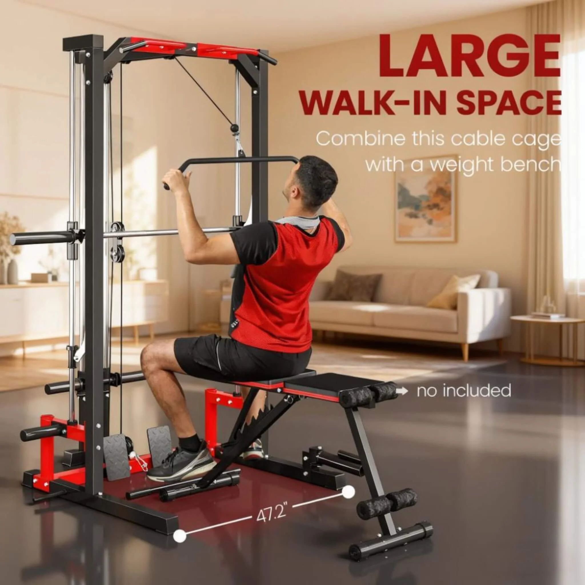 Rovix All-In-One Home Gym Squat Rack With Pull Up And Lat System (SAK95431) - Image 5