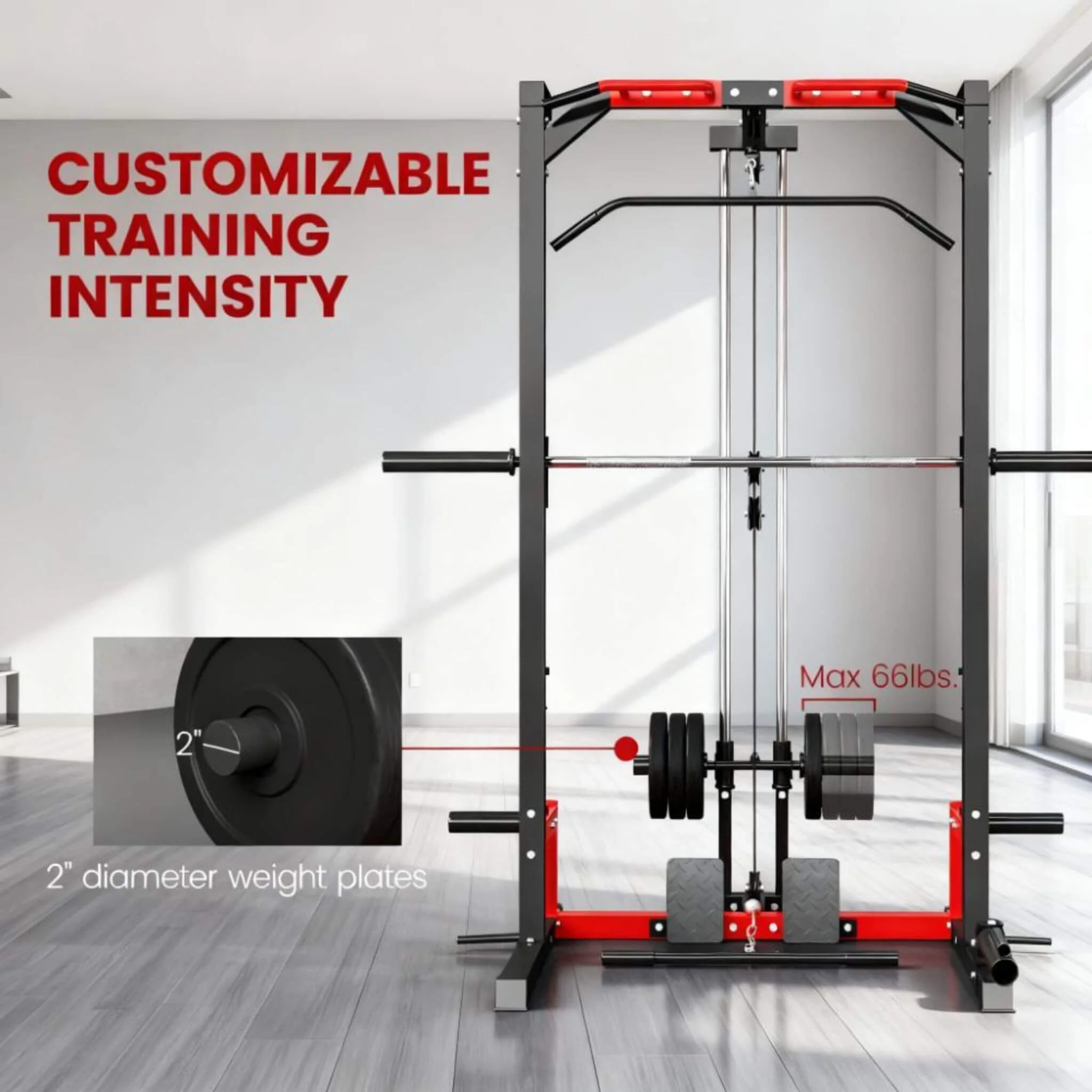 Rovix All-In-One Home Gym Squat Rack With Pull Up And Lat System (SAK95431) - Image 7