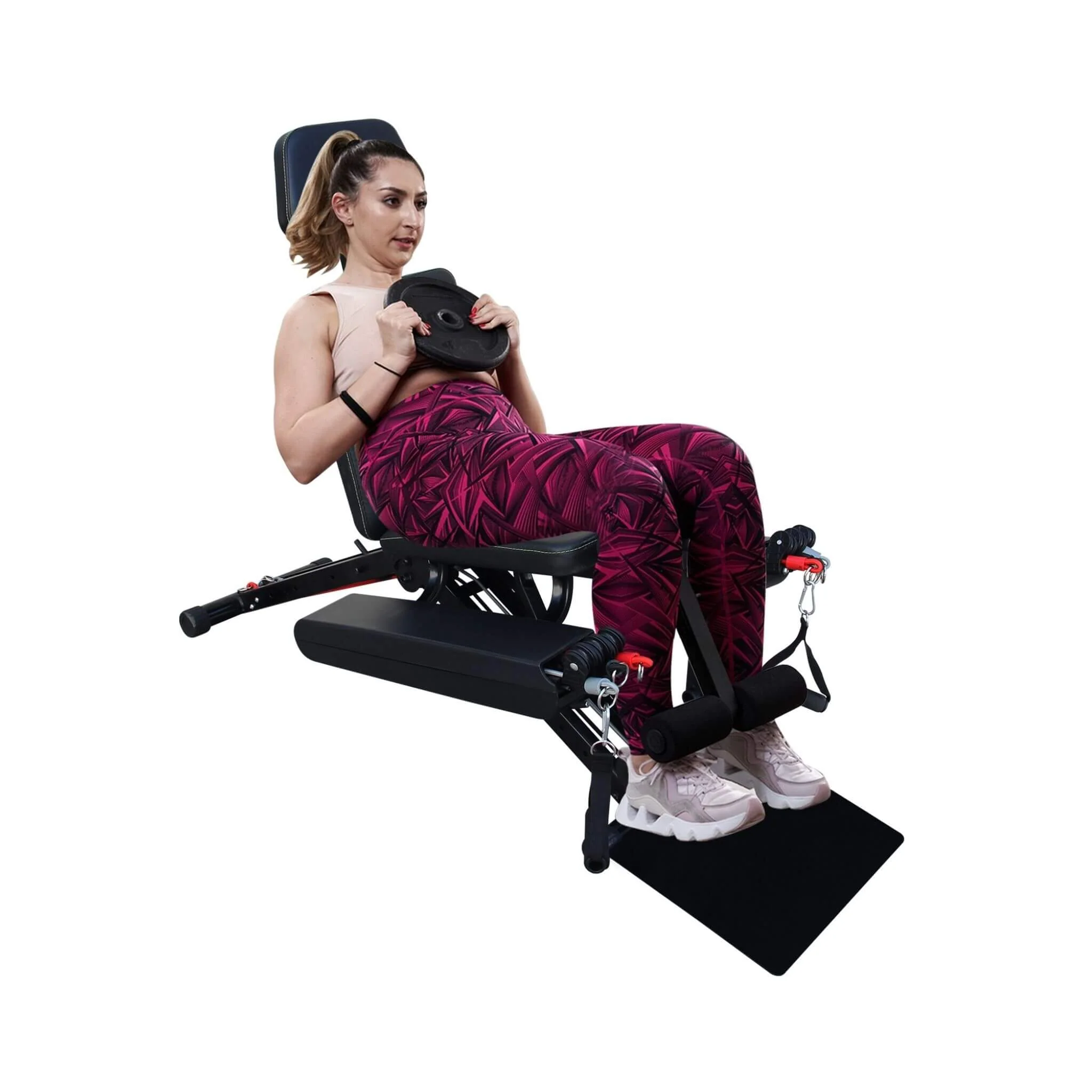 Rovix Foldable Multi-Functional Weight Bench For Full-Body Workouts With Resistance Bands, Footrest, And Leg Extender (SAK73642) - Image 3