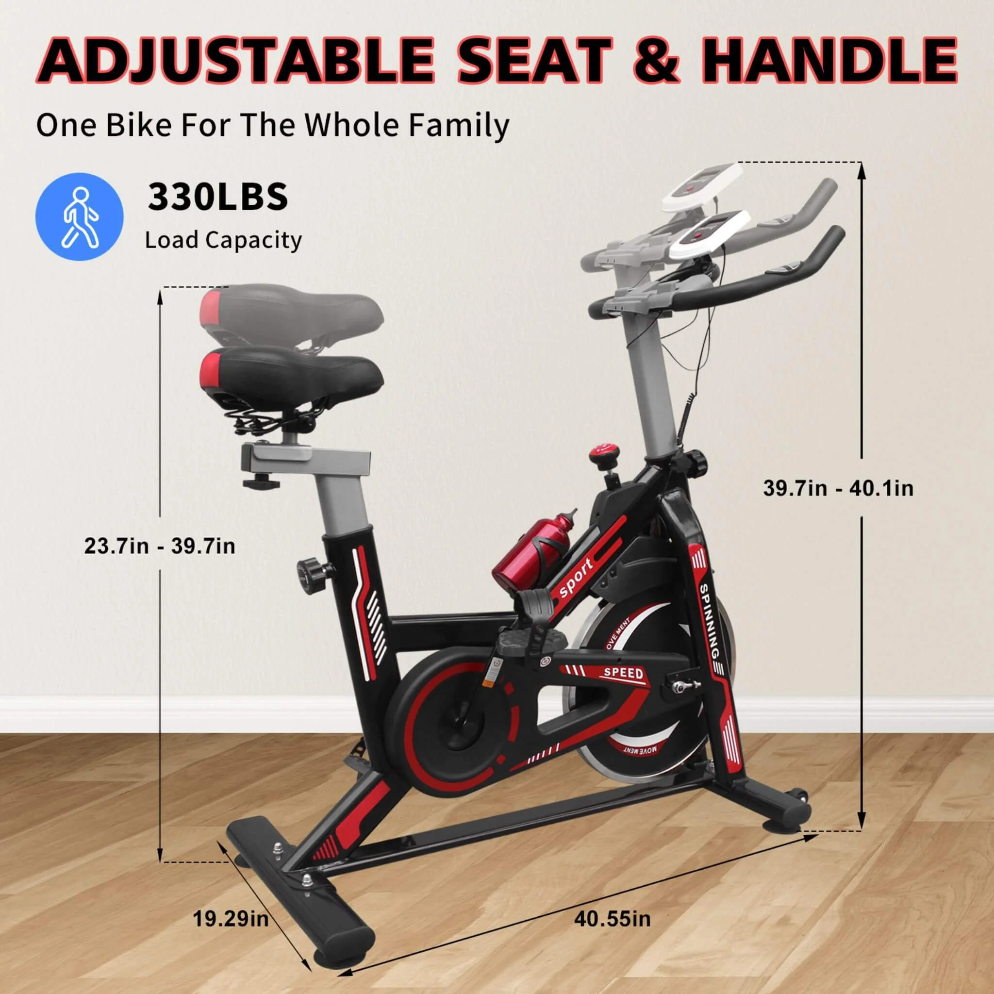 Rovix Indoor Exercise Spin Bike With Comfortable Cushioned Seat (SAK71645) - Image 4