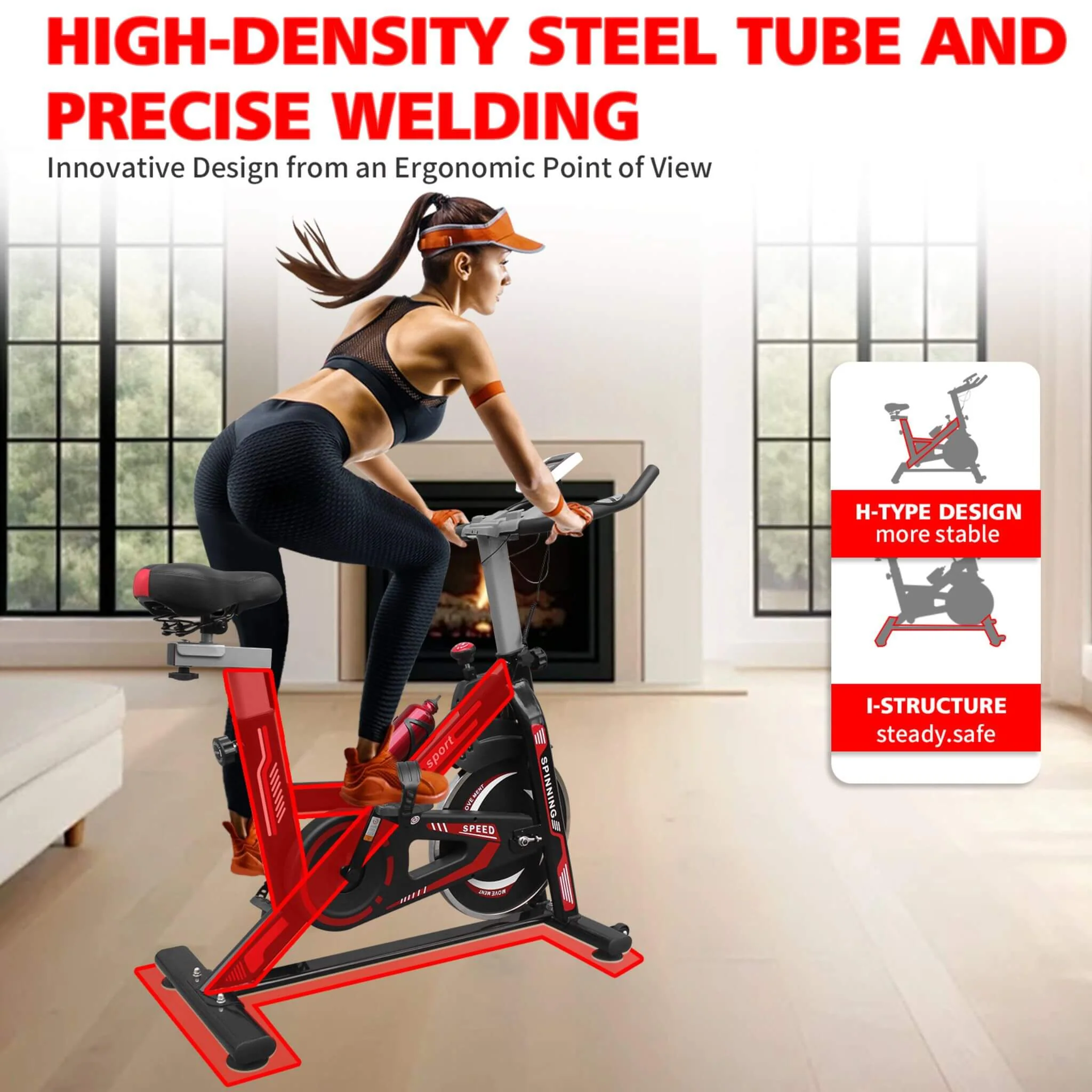 Rovix Indoor Exercise Spin Bike With Comfortable Cushioned Seat (SAK71645) - Image 8