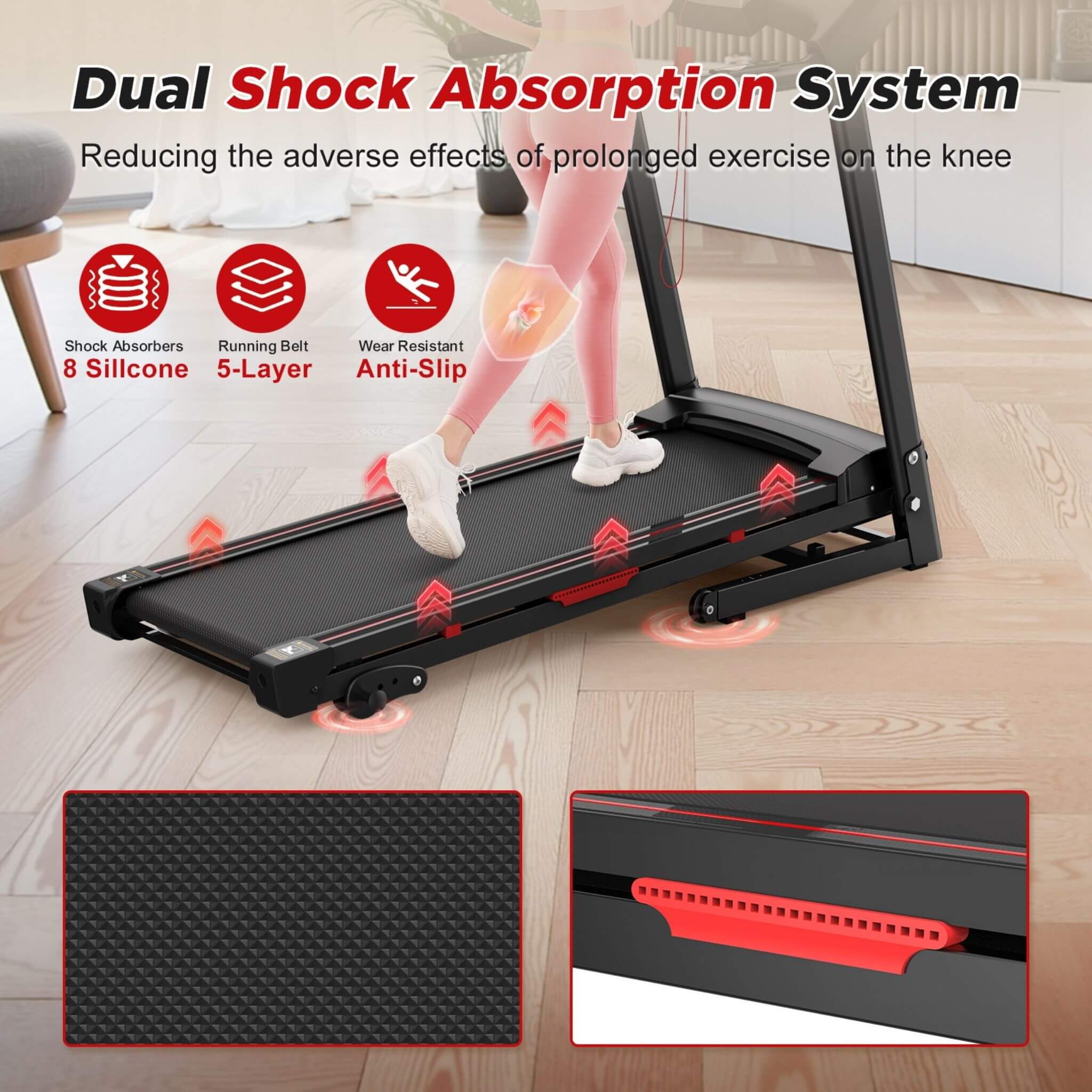 Rovix Portable 3.5HP Space Saving Folding Treadmill W/ Incline & 12 Preset Programs (SAK29735) - Image 12