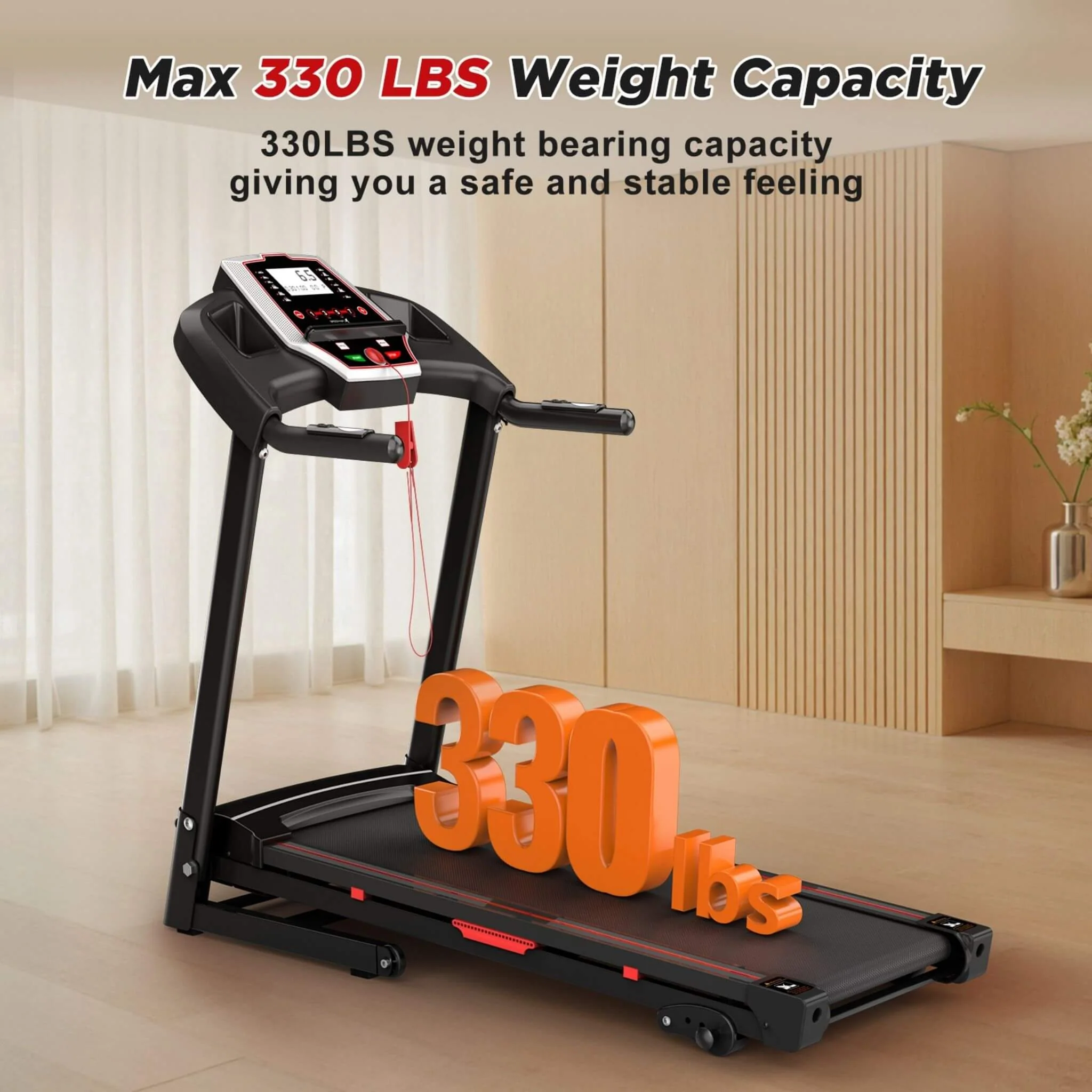 Rovix Portable 3.5HP Space Saving Folding Treadmill W/ Incline & 12 Preset Programs (SAK29735) - Image 4