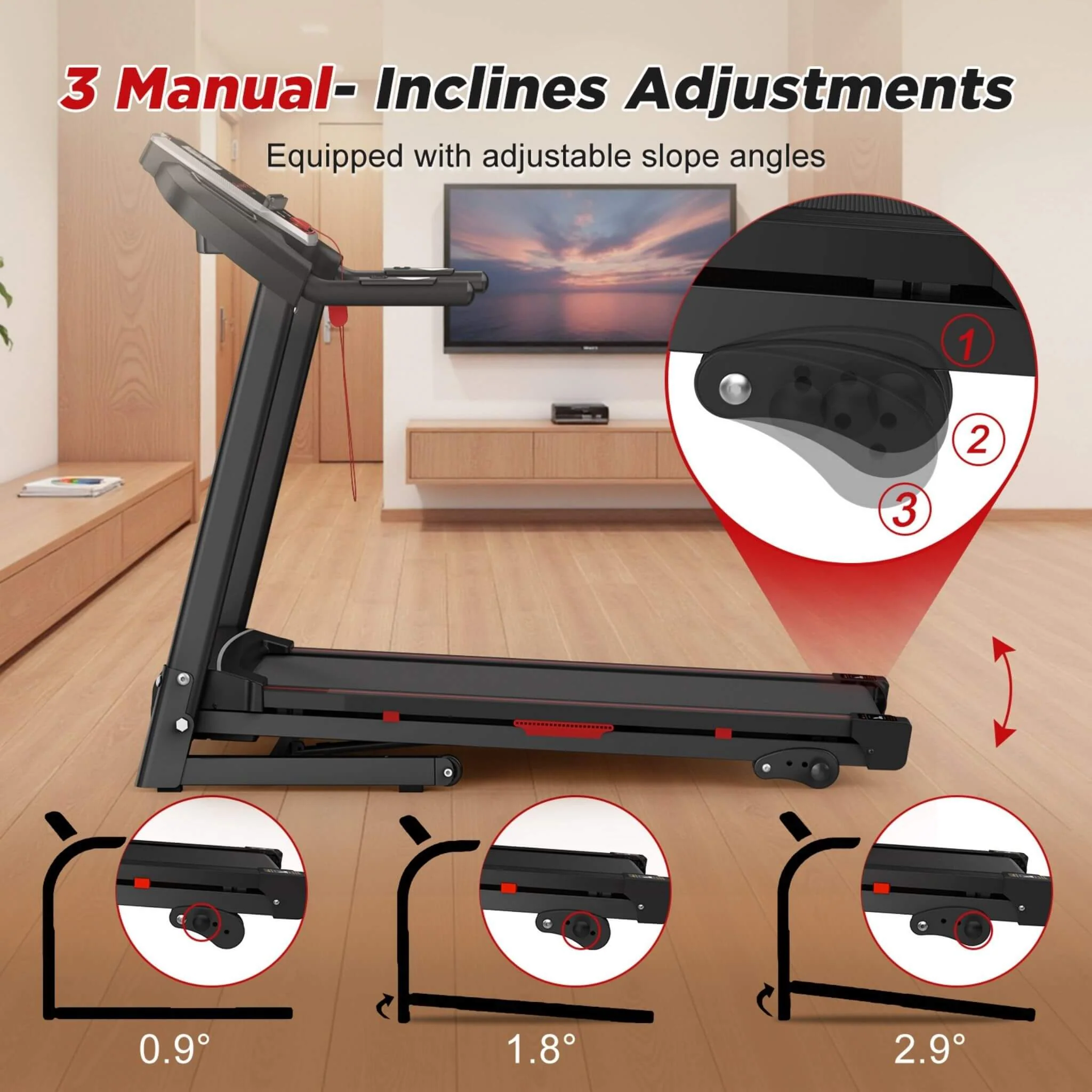 Rovix Portable 3.5HP Space Saving Folding Treadmill W/ Incline & 12 Preset Programs (SAK29735) - Image 8