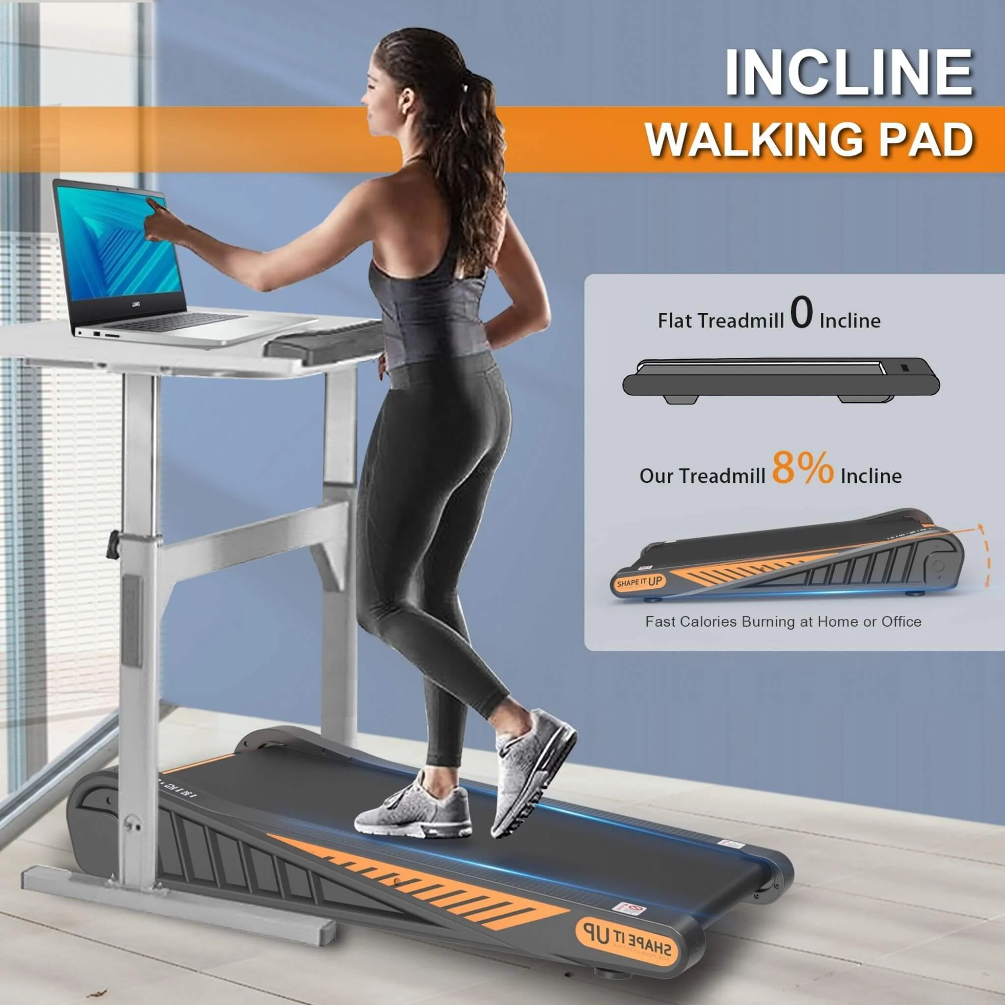 Rovix Portable Compact 2HP Under Desk Treadmill With Safety Key And Wheels for Home And Office Workouts (SAK72810) - Image 4