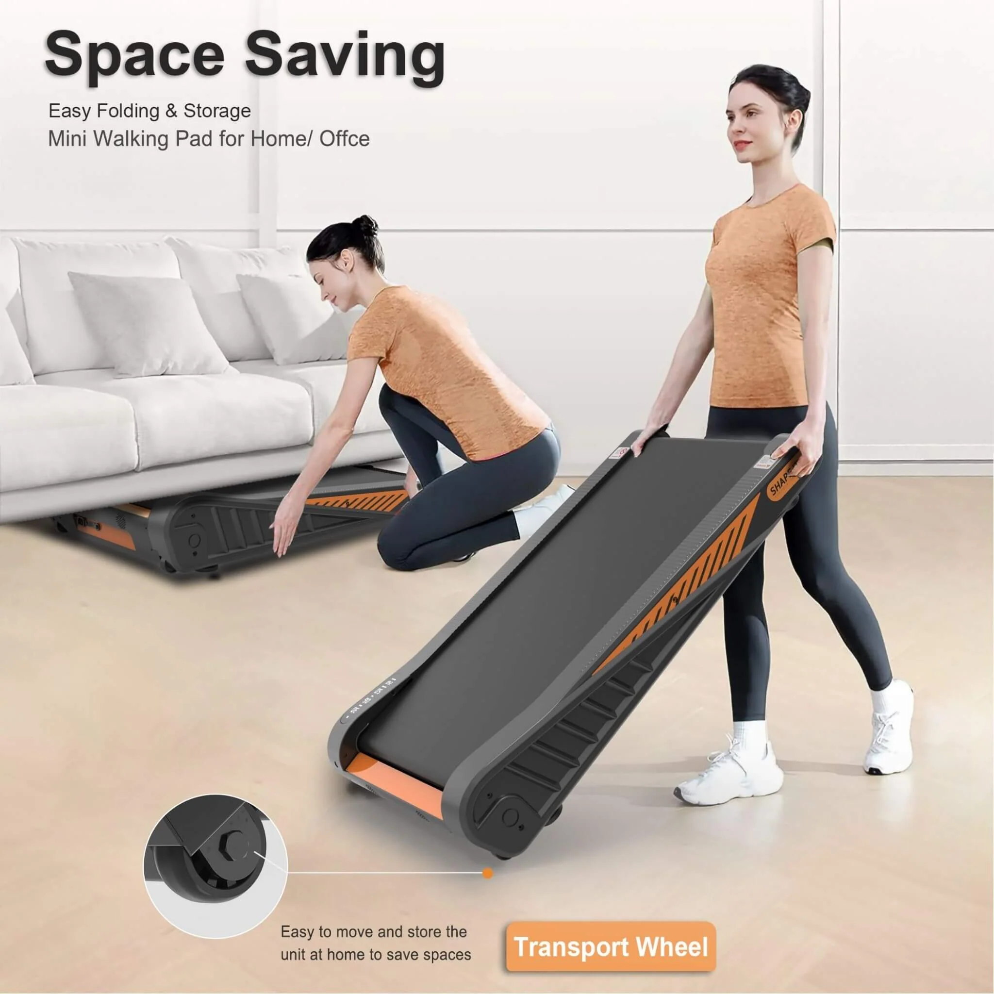 Rovix Portable Compact 2HP Under Desk Treadmill With Safety Key And Wheels for Home And Office Workouts (SAK72810) - Image 8