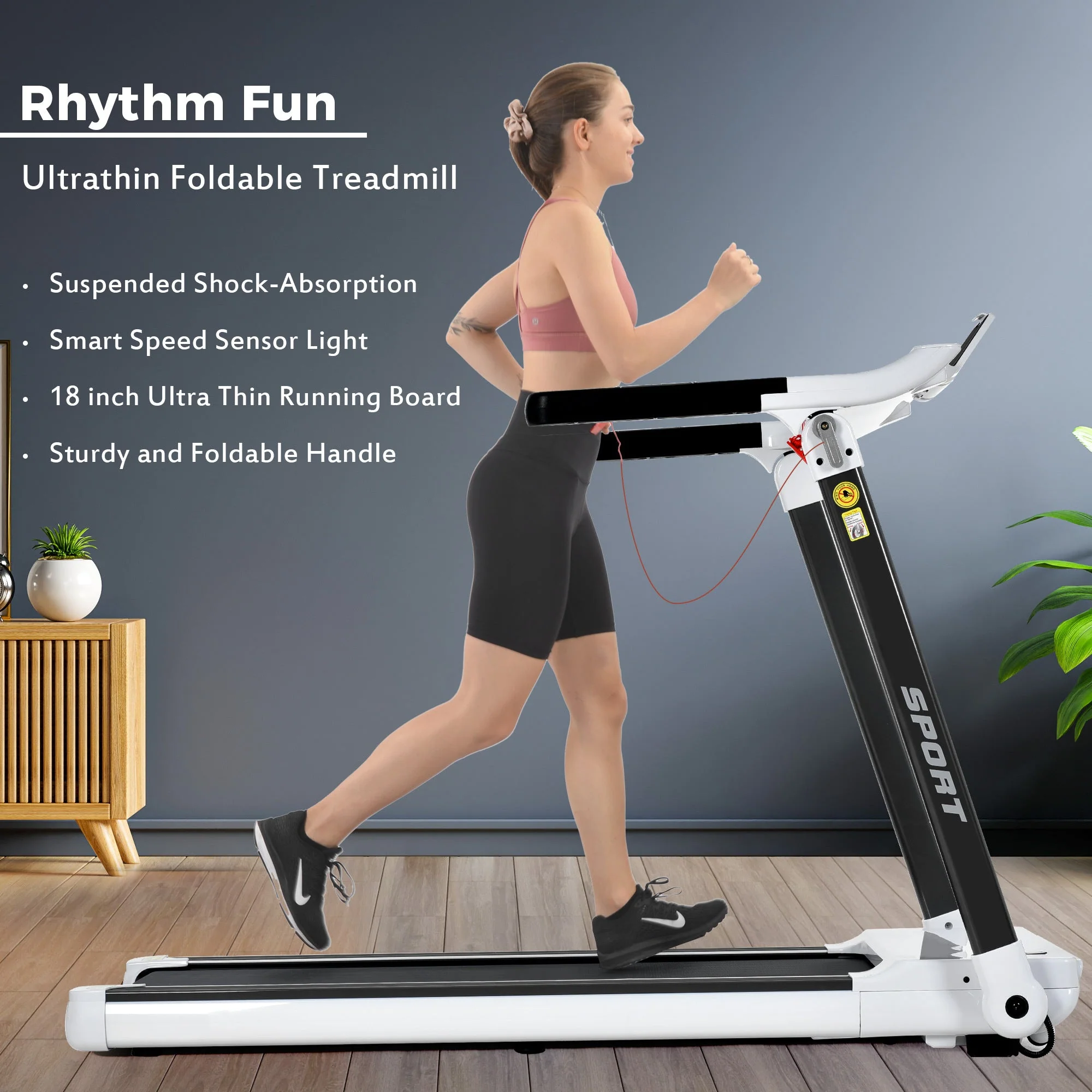 Rovix Portable Compact Home Cardio Fitness Treadmill With 3.5HP Electric Motor & Bluetooth Speakers (SAK32416) - Image 16