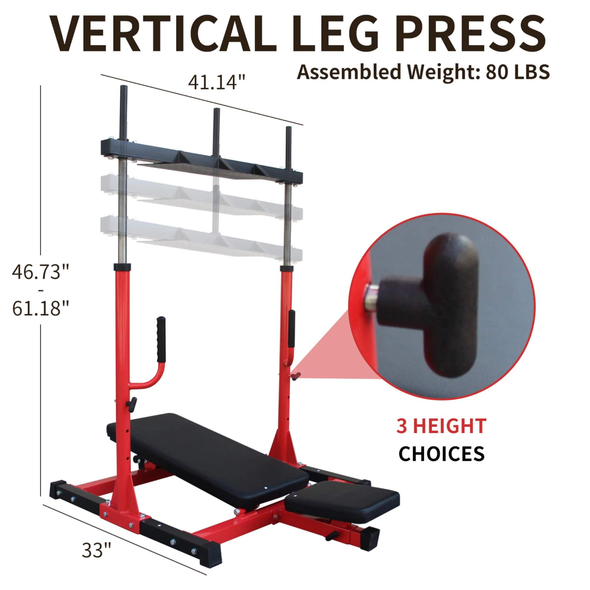 Rovix Premium Vertical Leg Press Machine With Adjustable Back And Head Rests For Home Gyms, 660LBS (SAK34819) - Image 9