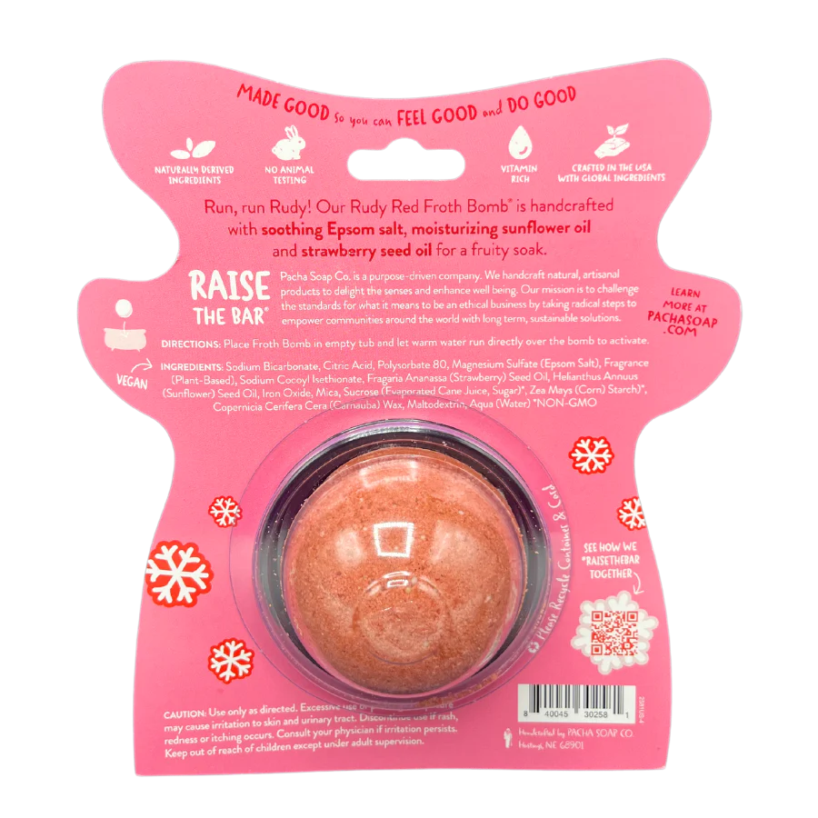 Ruby Red Strawberry Scented Bath Bomb | 3 oz | Pacha Soap Company - Image 2
