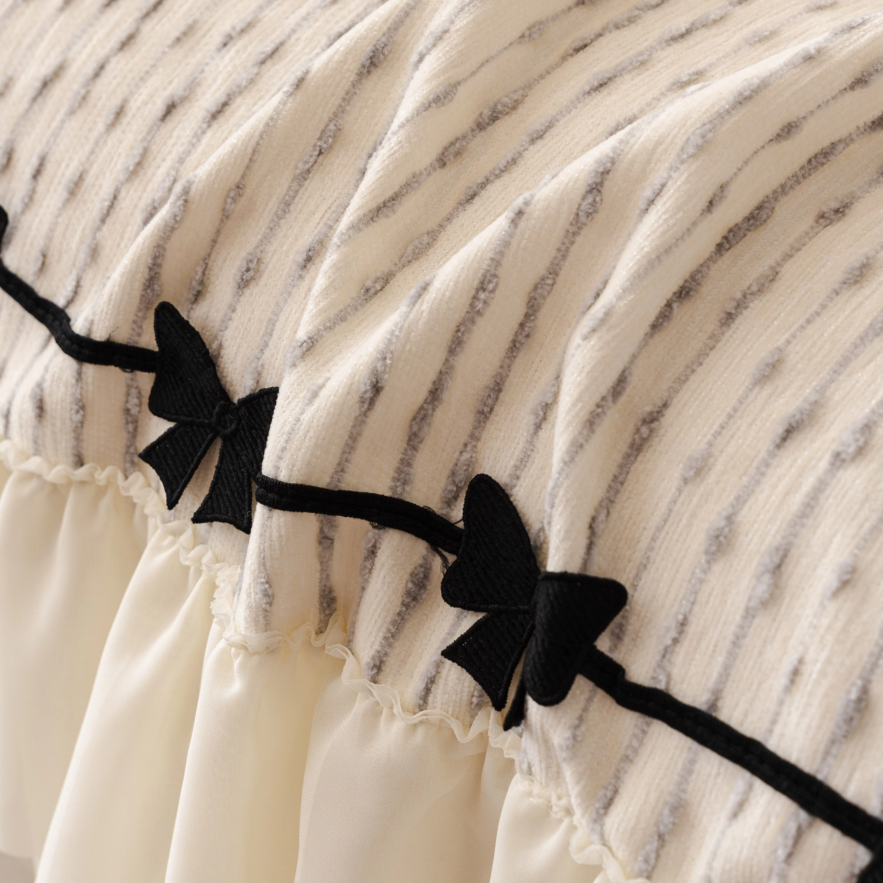 Ruffled Sofa Cover with Bowknot Decor, French Country Style Skirted Couch Slipcover - Image 53