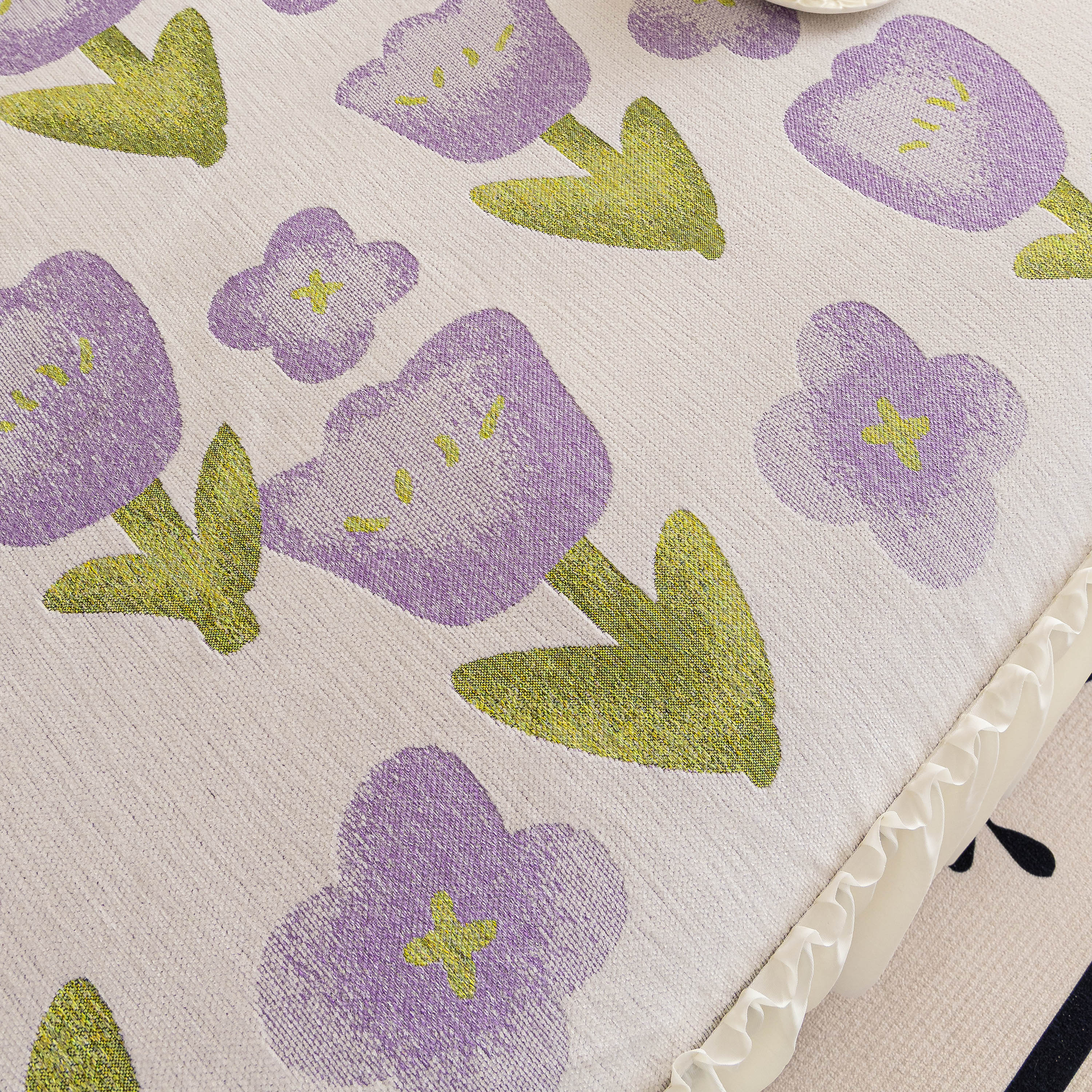 Ruffled Sweet Floral Sofa Cover with Skirt, Soft and Decorative Couch Throw Cover - Image 62
