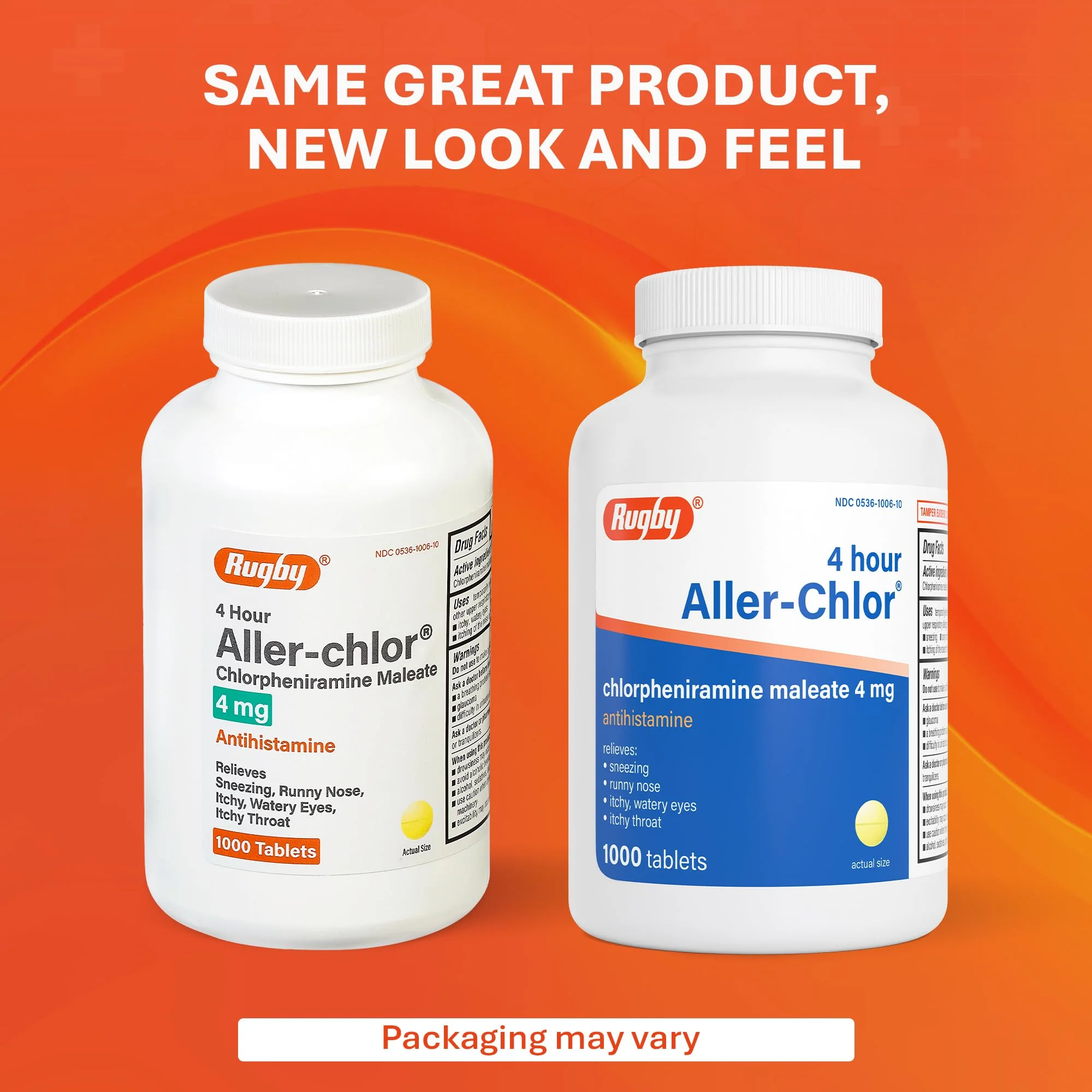 Rugby 4 Hour Aller-chlor - Chlorpheniramine Maleate 4 mg - Antihistamine - 1000 Tablets (1 Pack) - Image 6