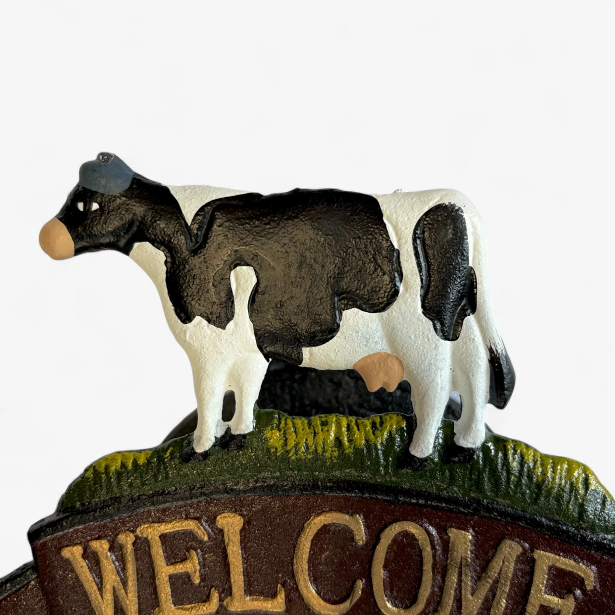 Rustic Cast Iron Cow Welcome Bell Sign, Farmhouse Door Decor - Image 3