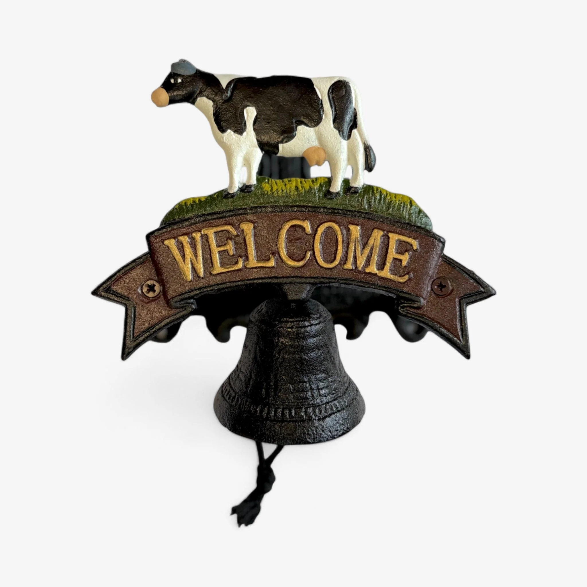 Rustic Cast Iron Cow Welcome Bell Sign, Farmhouse Door Decor - Image 7