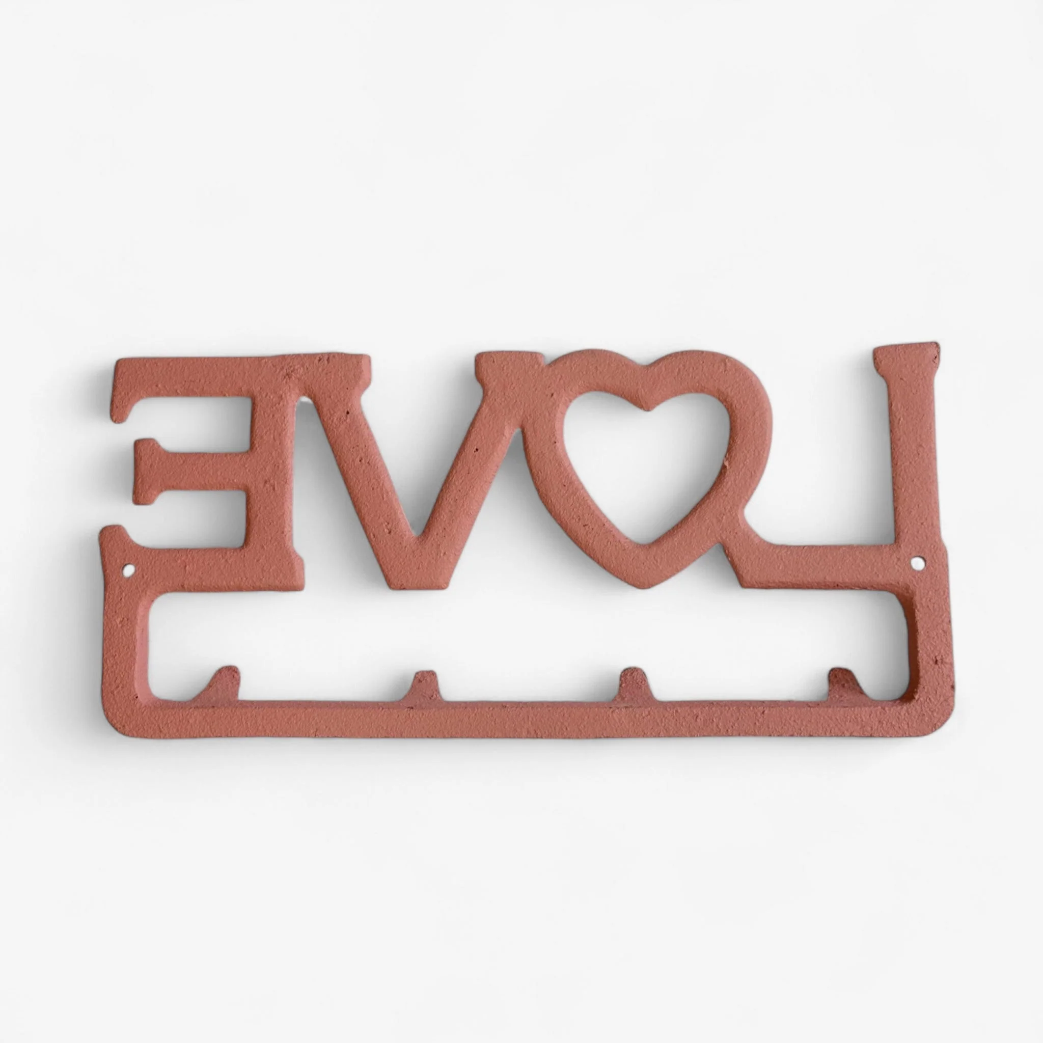 Rustic Cast Iron Love Hook Rack with Heart, Romantic Wall Organizer - Image 3