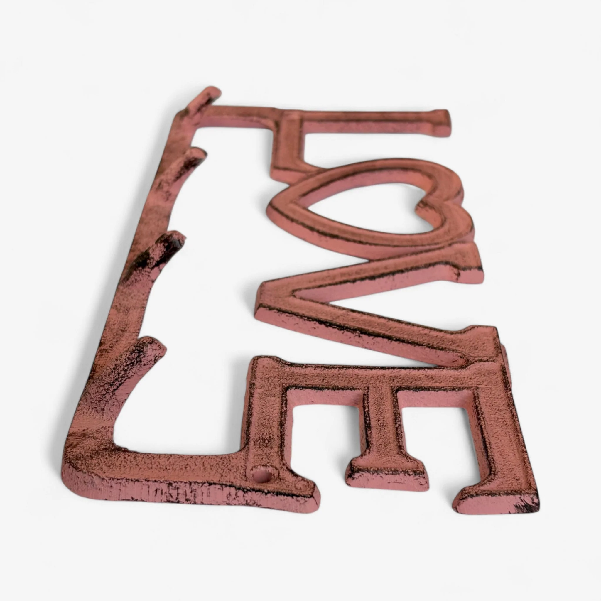 Rustic Cast Iron Love Hook Rack with Heart, Romantic Wall Organizer - Image 4