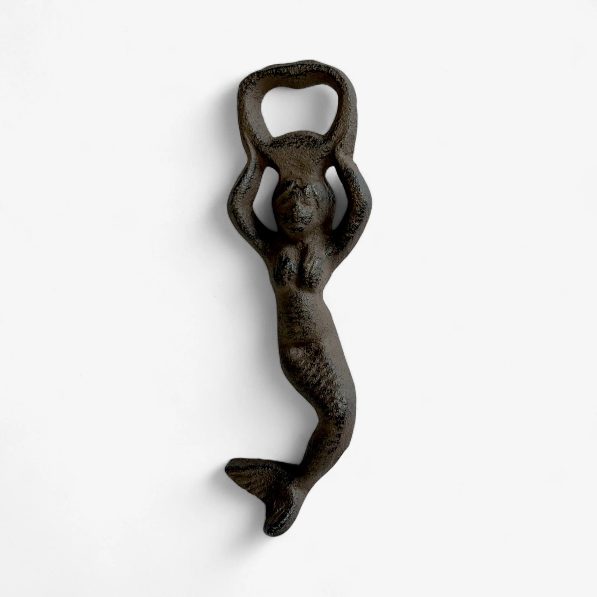 Rustic Cast Iron Mermaid Bottle Opener, Nautical Beach Decor Accent - Image 2