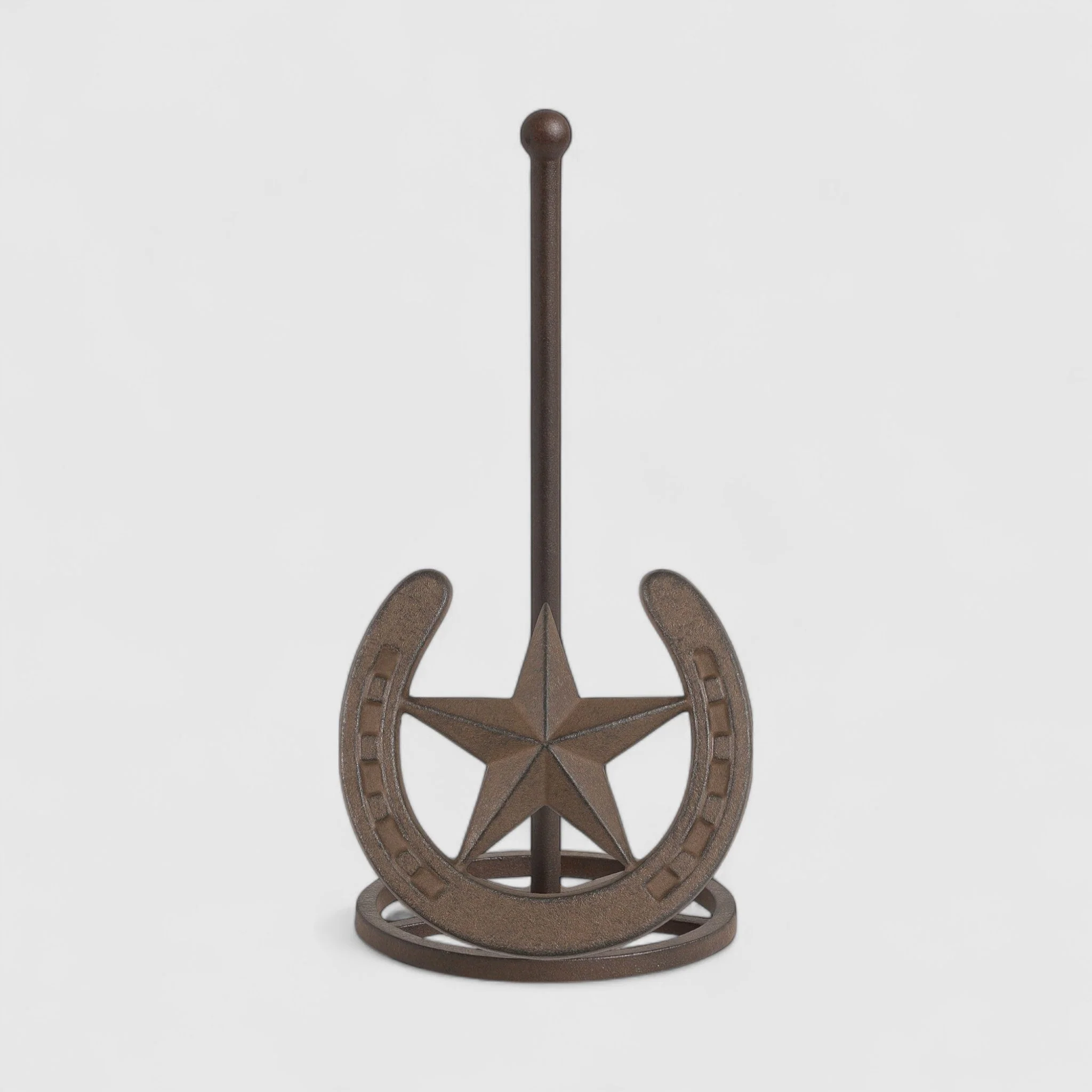 Star & Horseshoe Paper Towel Holder, Western Cast Iron Decor - Image 2