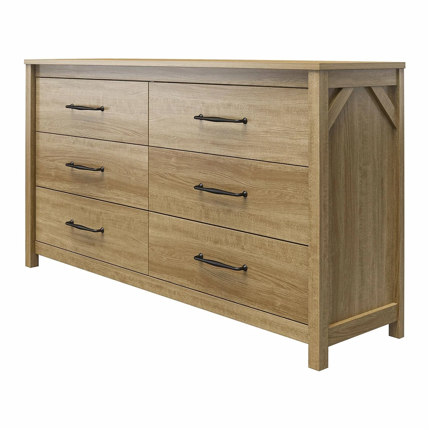 Rustic Farmhouse 6-Drawer Dresser in Natural Wood Finish - Image 2