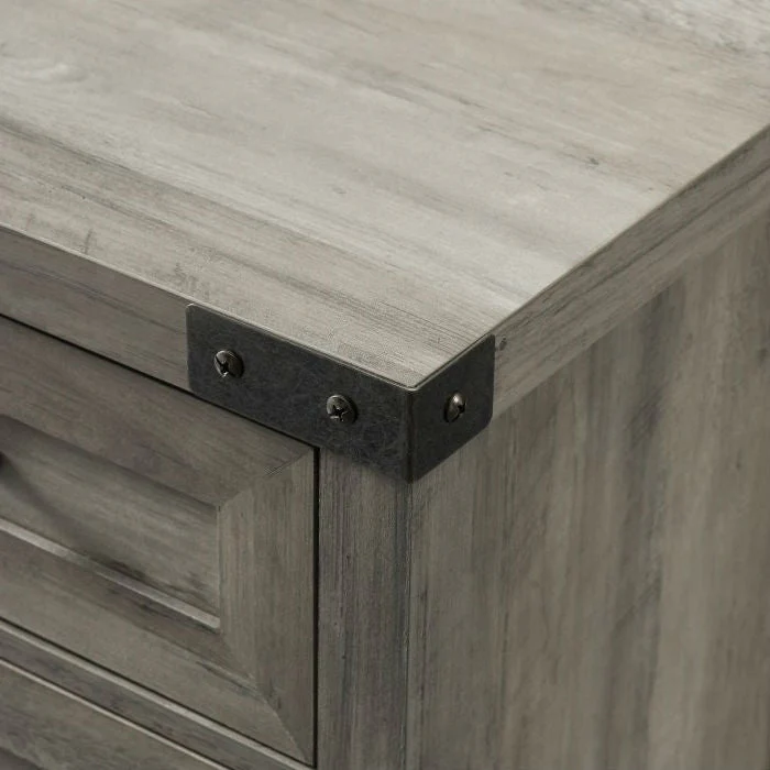 Rustic Farmhouse Barn Door Accent Storage Cabinet Grey Wash - Image 2