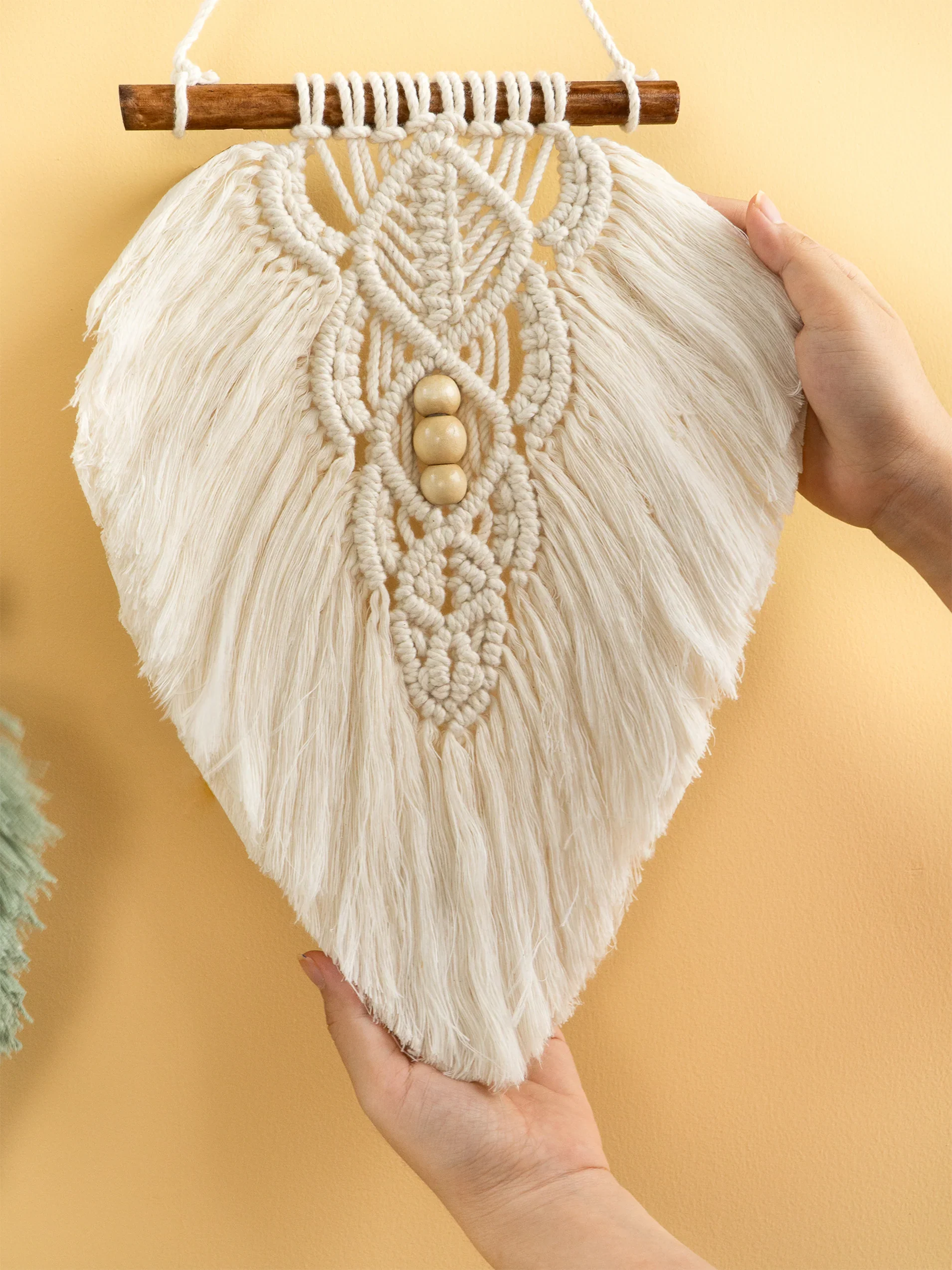 Rustic Green Natural Macrame Leaves - Image 9