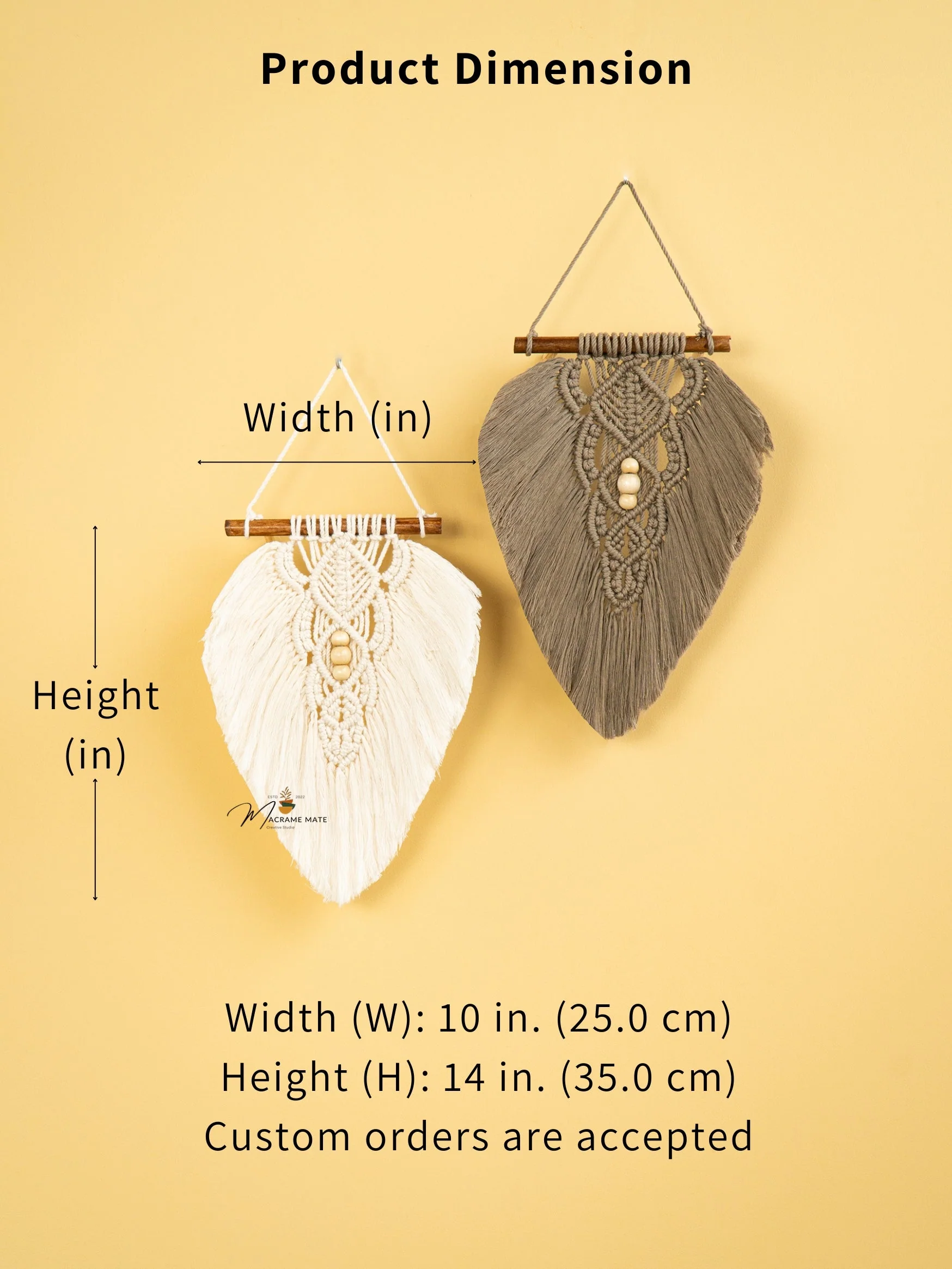 Rustic Natural Taupe Macrame Leaves - Image 6