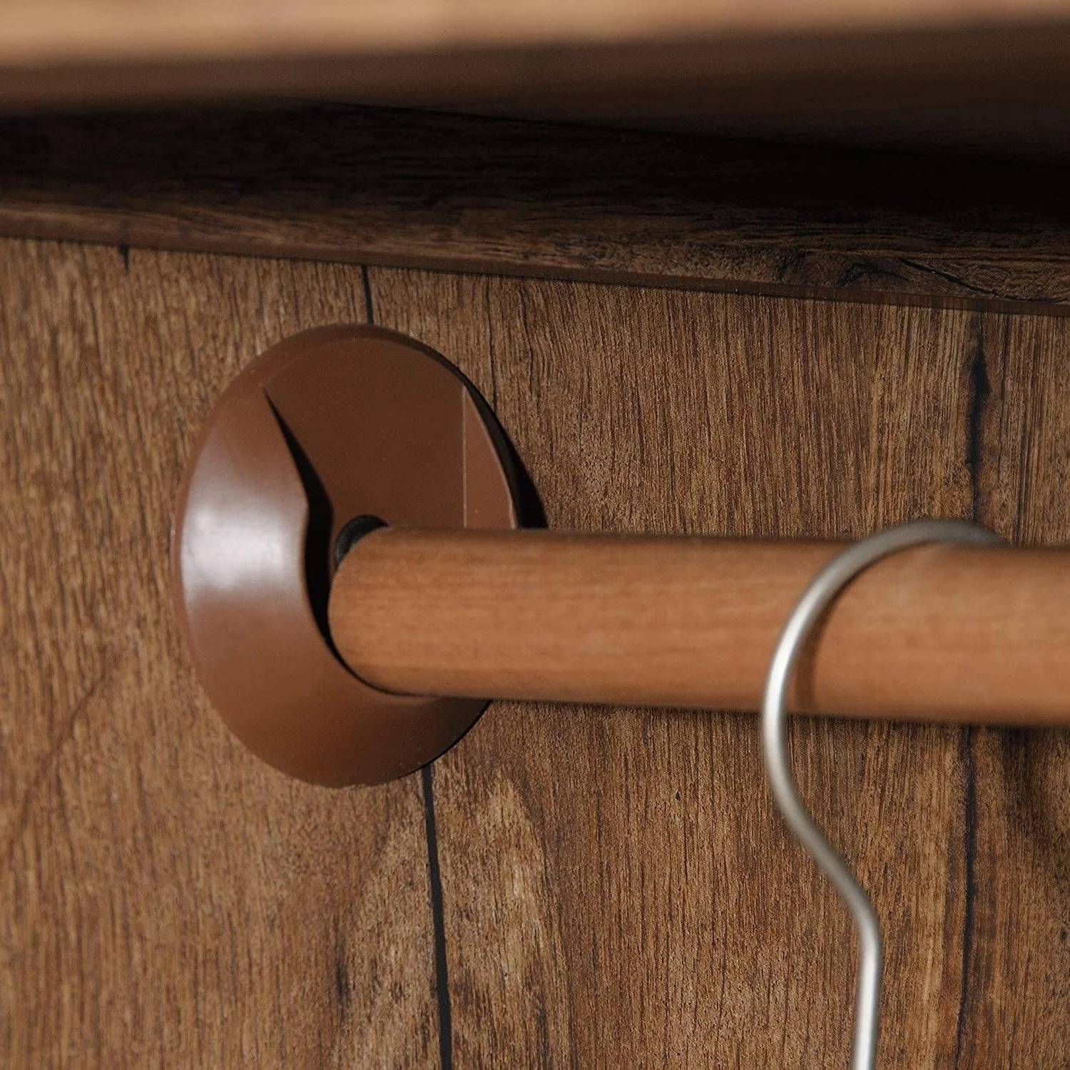 Rustic Oak Drawer and Garment Rod Wardrobe Armoire - Image 4