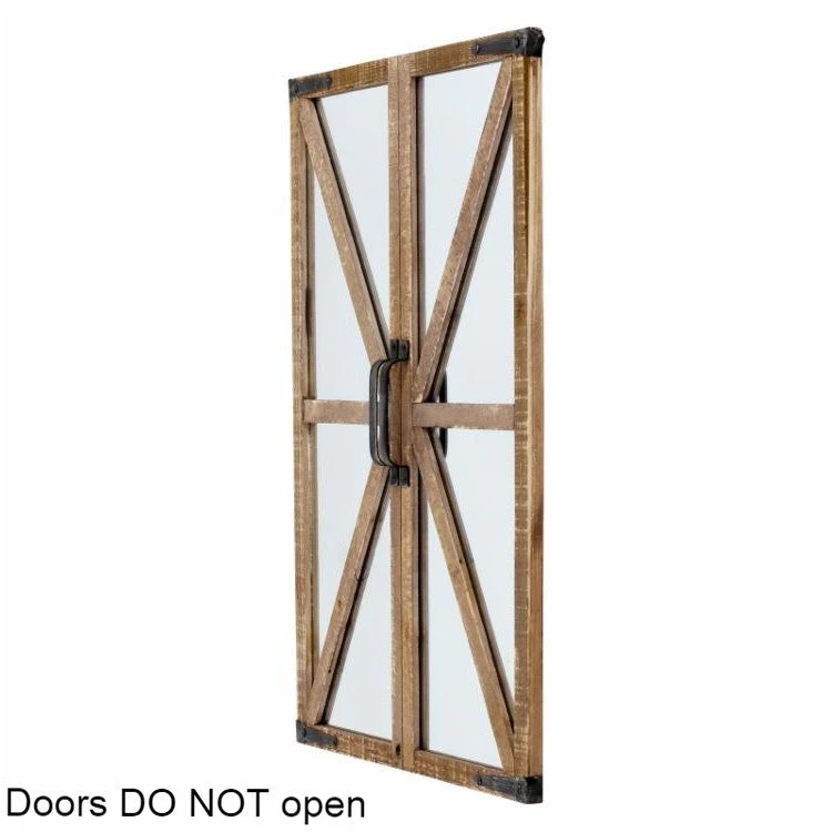 Rustic Vintage Faux Barn Doors Farmhouse Wall Mirror - Image 3