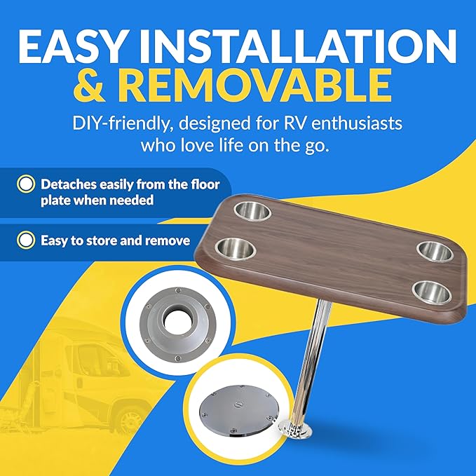 RV Side Tables | RV End Tables - Table Set - 6" Floor Plate System, Cocktail Design (6 colors) - Image 3