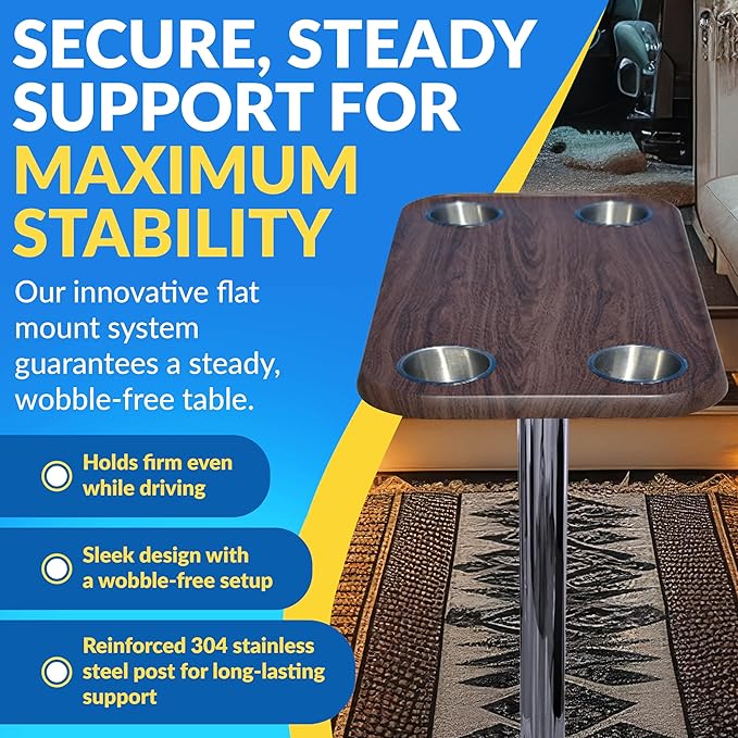 RV Side Tables | RV End Tables - Table Set - 6" Floor Plate System, Cocktail Design (6 colors) - Image 4