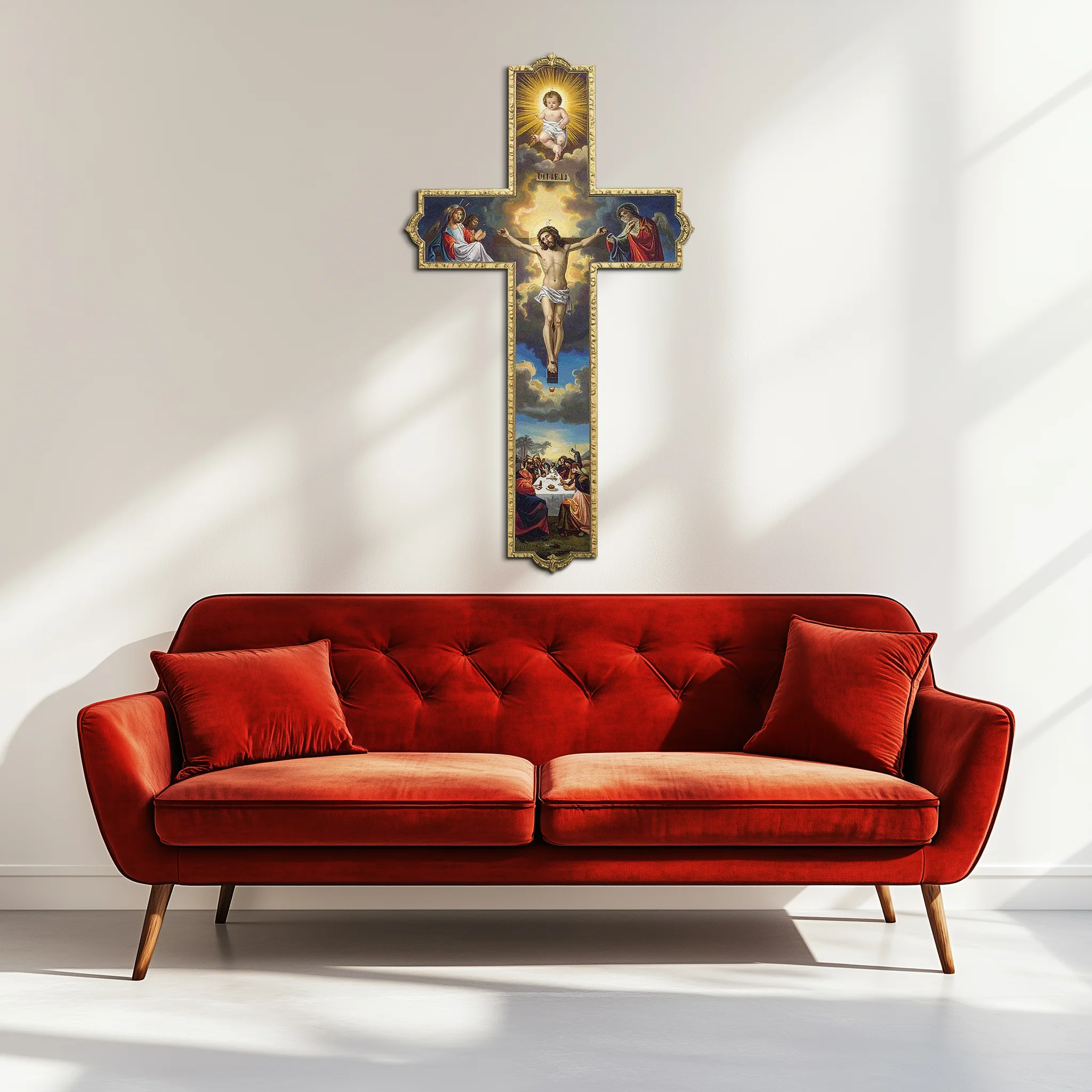 Sacred Cross Metal Wall Art – Christian UV Printed Religious Decor-KAFUVM011 - Image 4