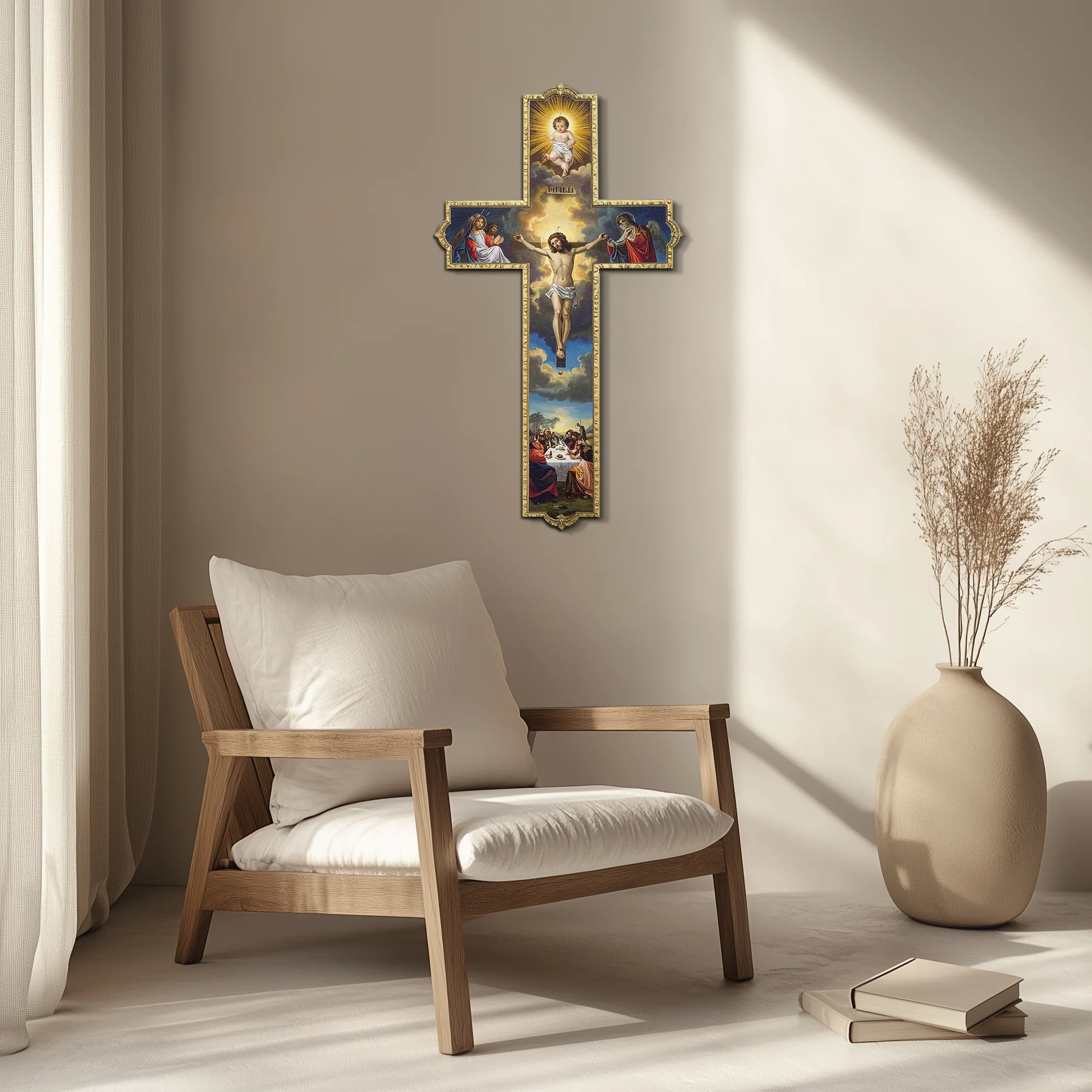 Sacred Cross Metal Wall Art – Christian UV Printed Religious Decor-KAFUVM011 - Image 5