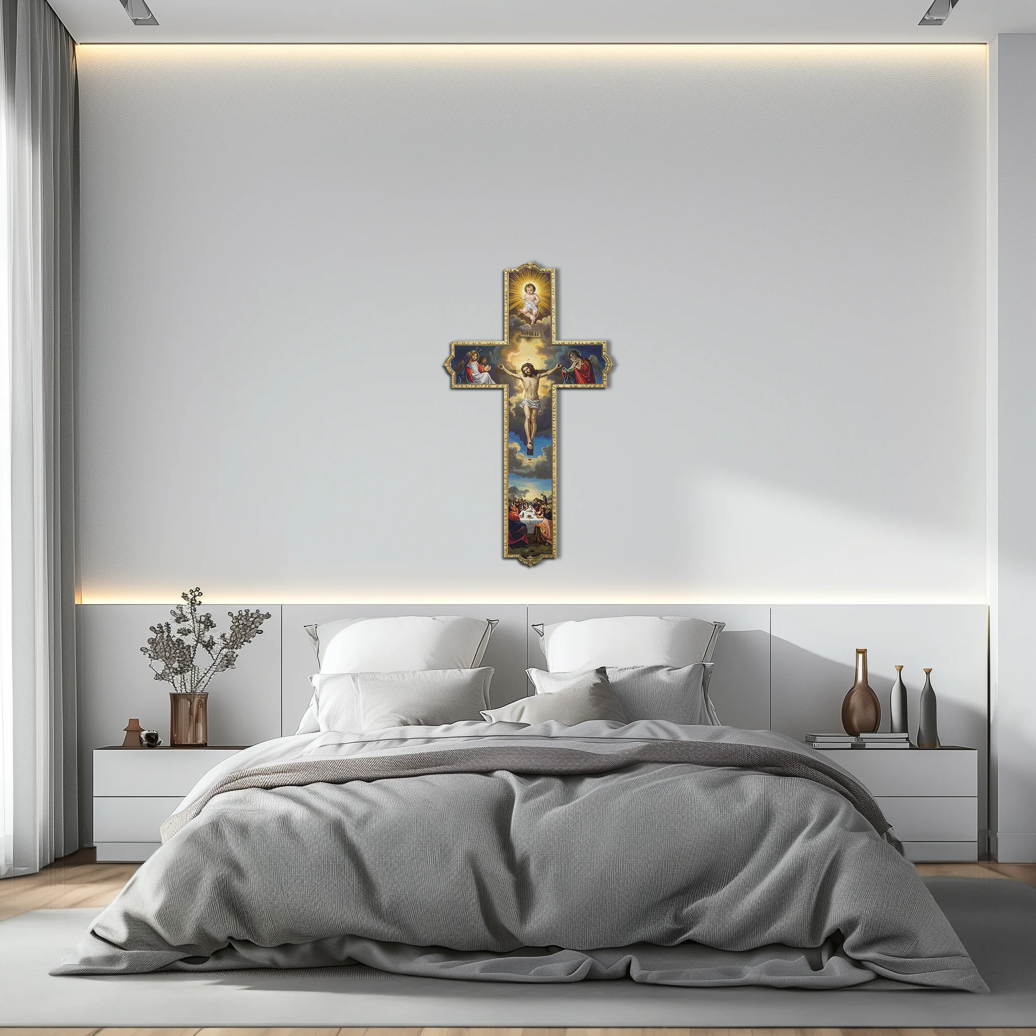Sacred Cross Metal Wall Art – Christian UV Printed Religious Decor-KAFUVM011 - Image 7