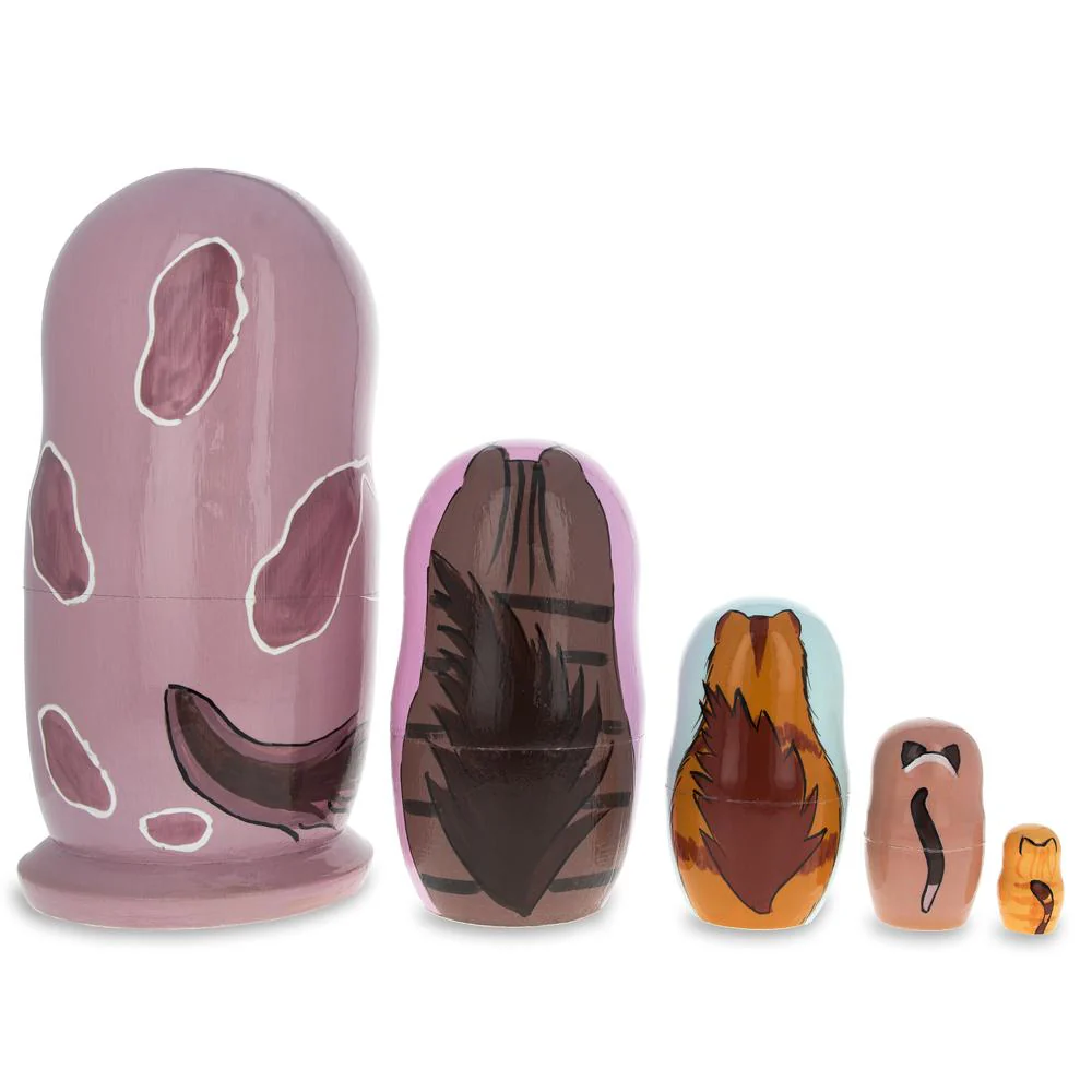 Sad Cat & Friends Wooden Nesting Dolls 5.75 Inches - Image 3