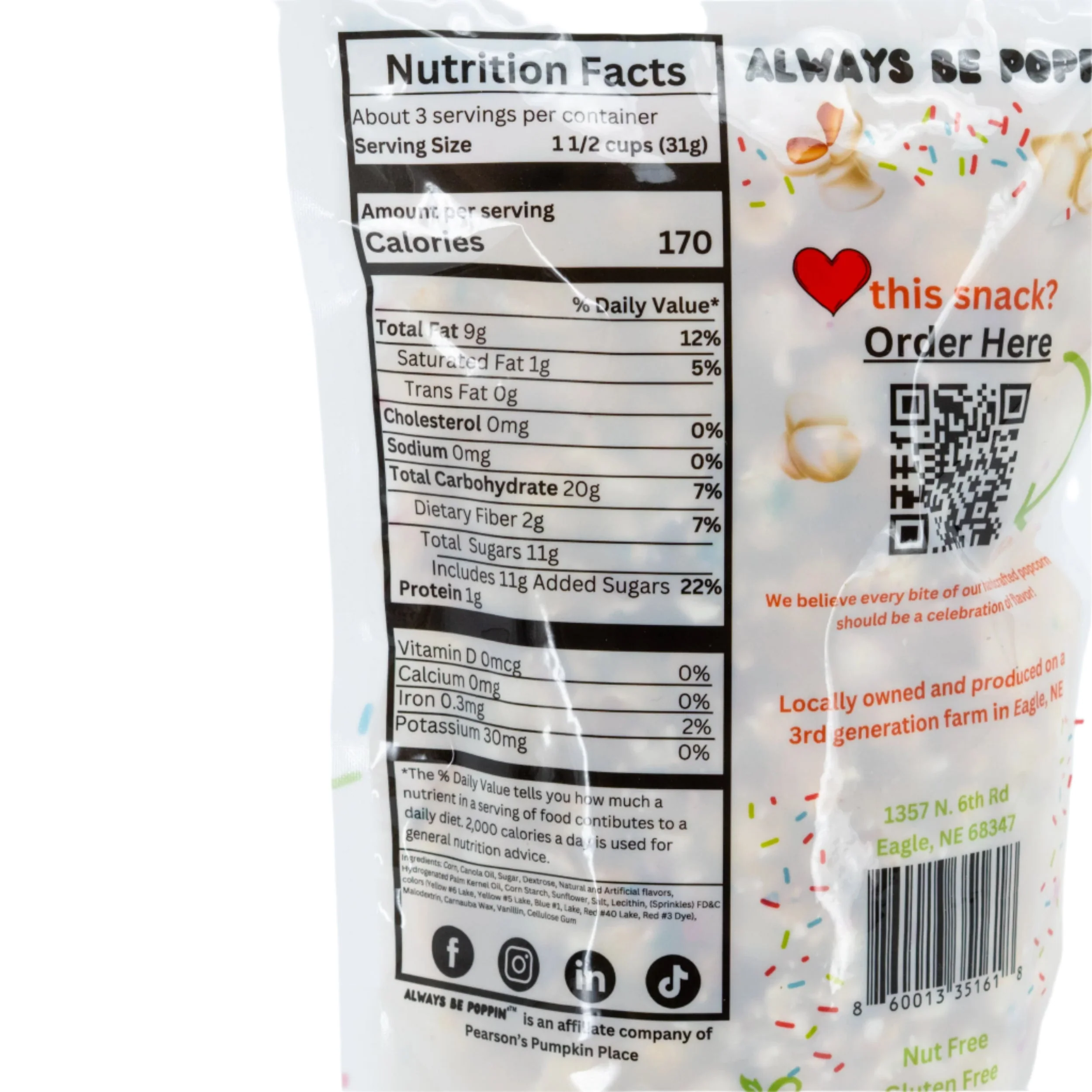 SALE CLOSE DATED | Birthday Cake Popcorn | 3.5 oz | Gluten Free | Pearson's Pumpkin Place - Image 4