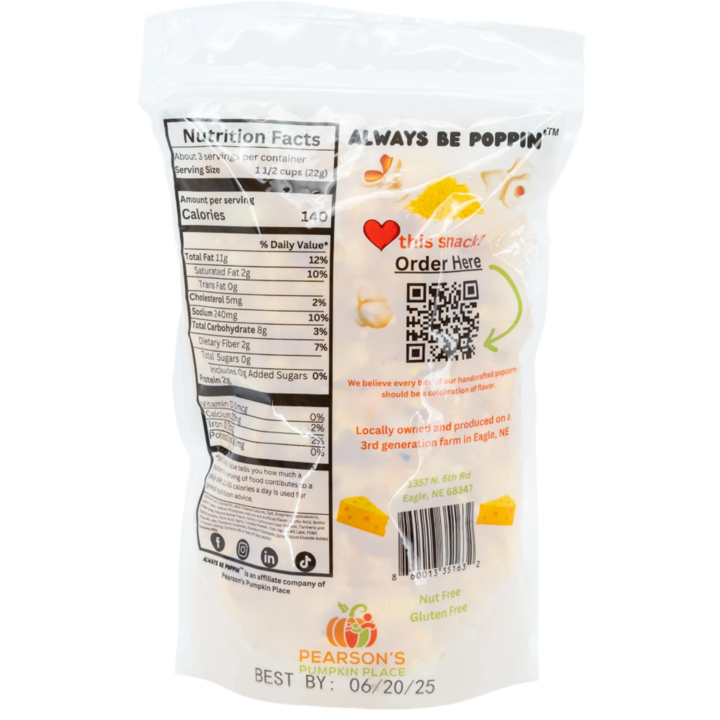 SALE CLOSE DATED | Cheddar Popcorn | 3.5 oz | Gluten Free | Pearson's Pumpkin Place - Image 3