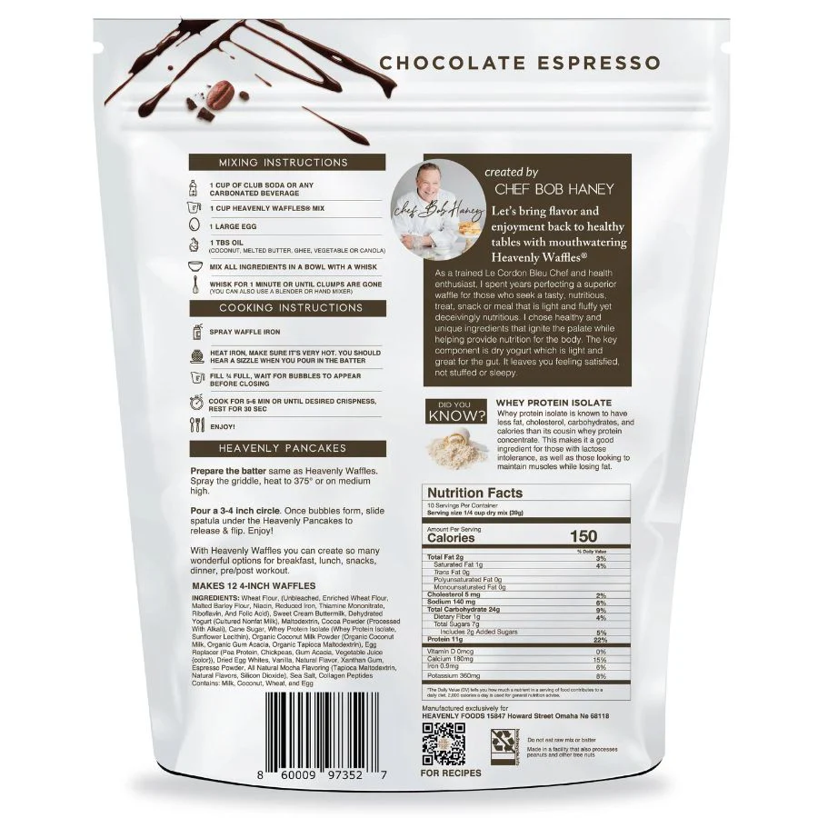 SALE CLOSE DATED | Chocolate Espresso Waffle Mix | Pack of 2 | 13.5 oz | Heavenly Waffles - Image 3