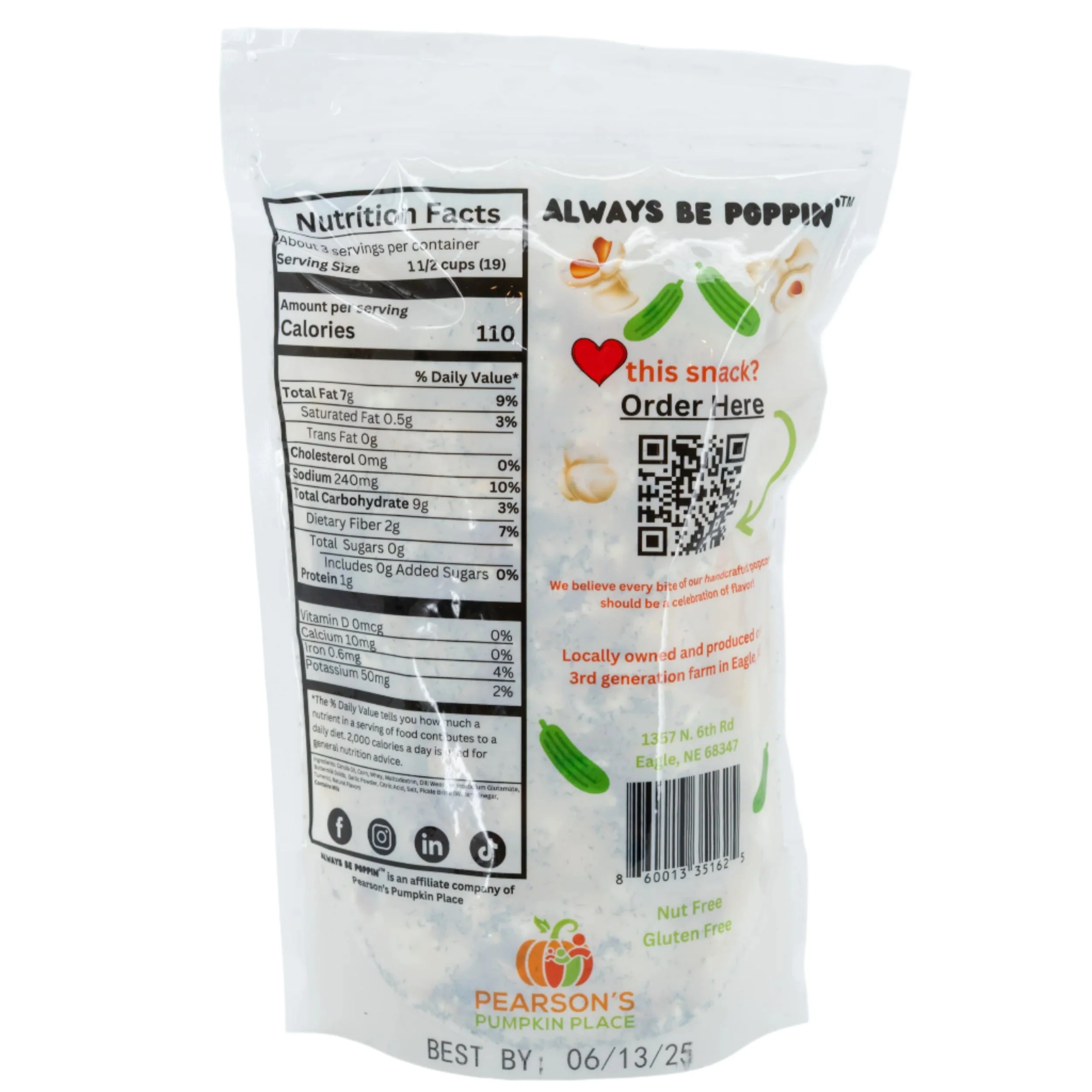 SALE CLOSE DATED | Dill Pickle Popcorn | 3.5 oz | Gluten Free | Pearson's Pumpkin Place - Image 3