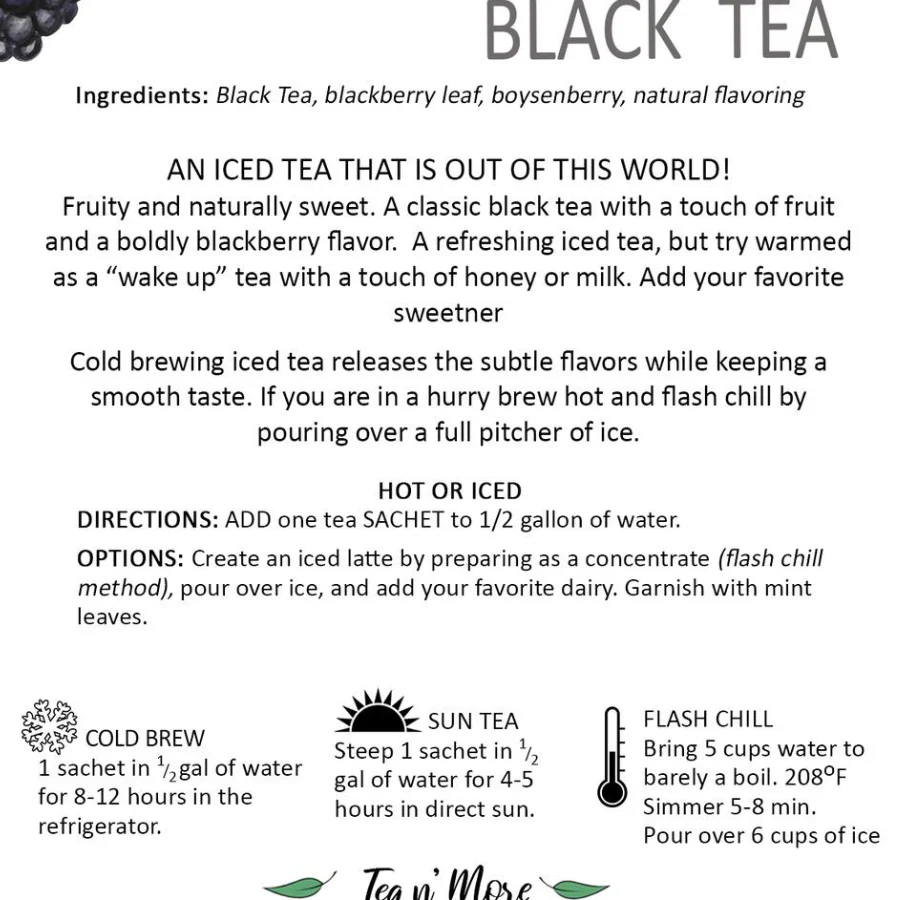 SALE PAST DATED | Blackberry Tea | Cold Brew Black Tea | 2 Pitcher Bags | Sugar Free | Caffeinated | Tea n More - Image 2
