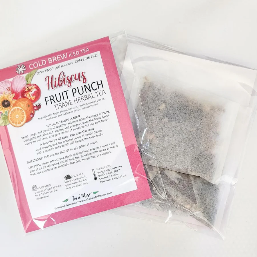 SALE PAST DATED | Hibiscus Fruit Punch Cold Brew Decaffeinated Herbal Tea | 2 Half Gallon Bags | Tea n More - Image 4