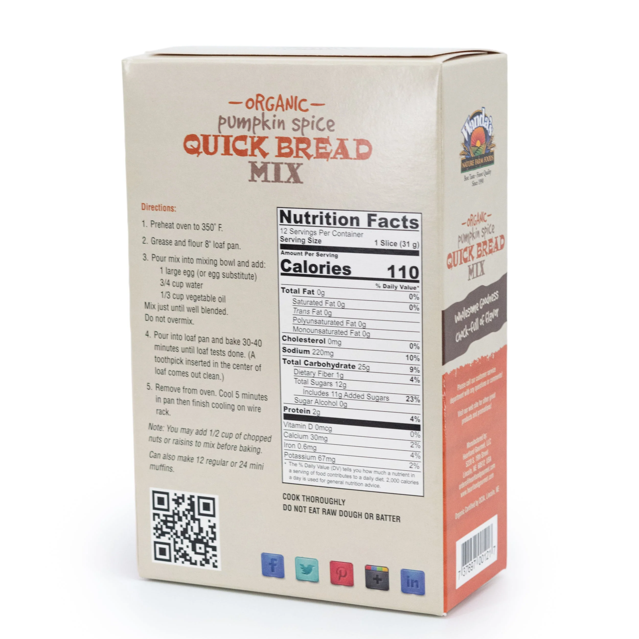 Wanda's Organic Pumpkin Spice Quick Bread Mix | Pack of 6 | 9.5 oz | Heartland Gourmet | 1402 - Image 3