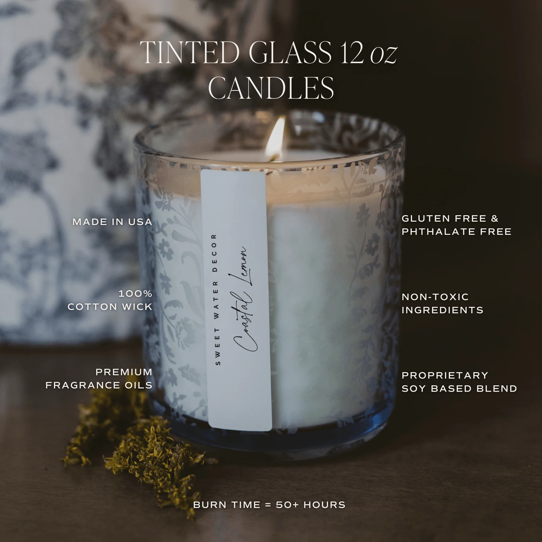 Salt and Sea Soy Candle - Blue Tinted Glass Jar - 12 oz - Image 5