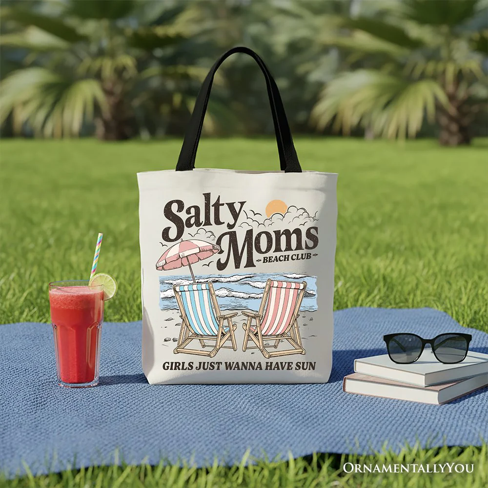 Salty Moms Beach Club Canvas Tote Bag, Retro Summer Gift for Ocean Loving Mothers - Image 3