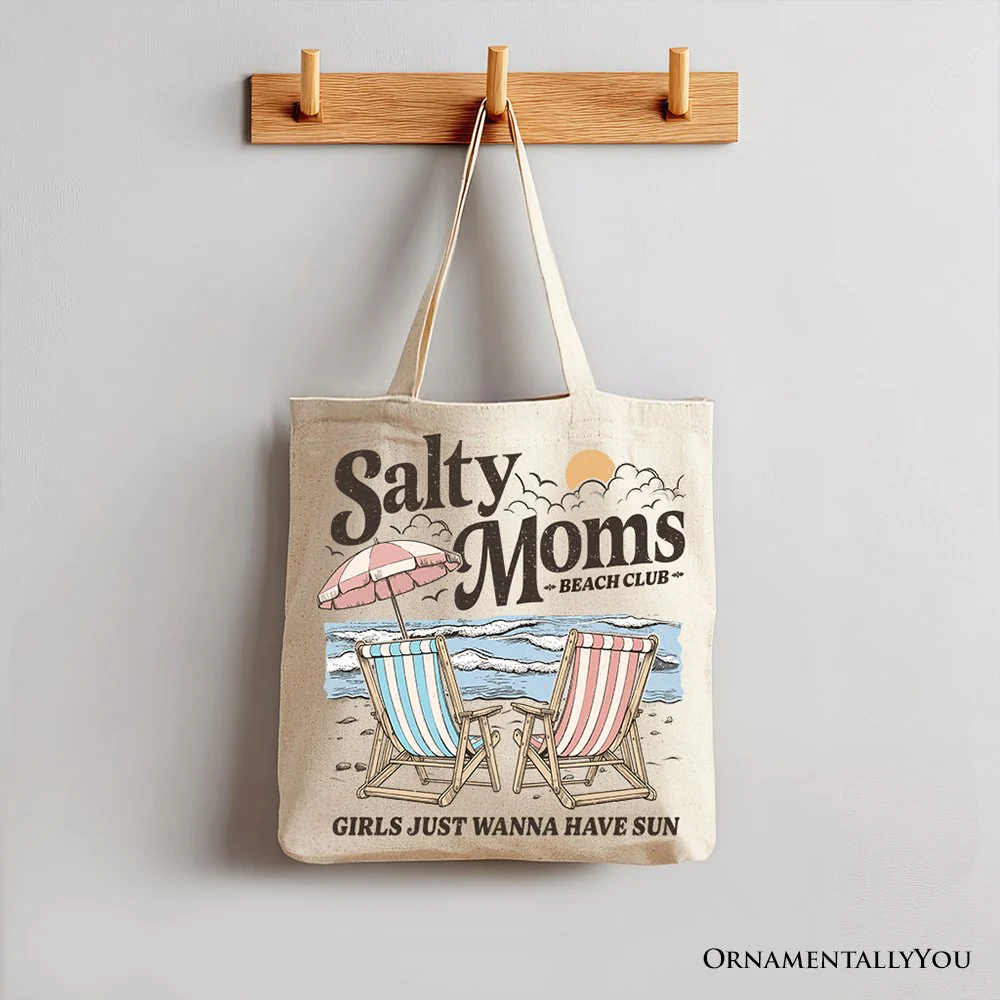Salty Moms Beach Club Canvas Tote Bag, Retro Summer Gift for Ocean Loving Mothers - Image 4