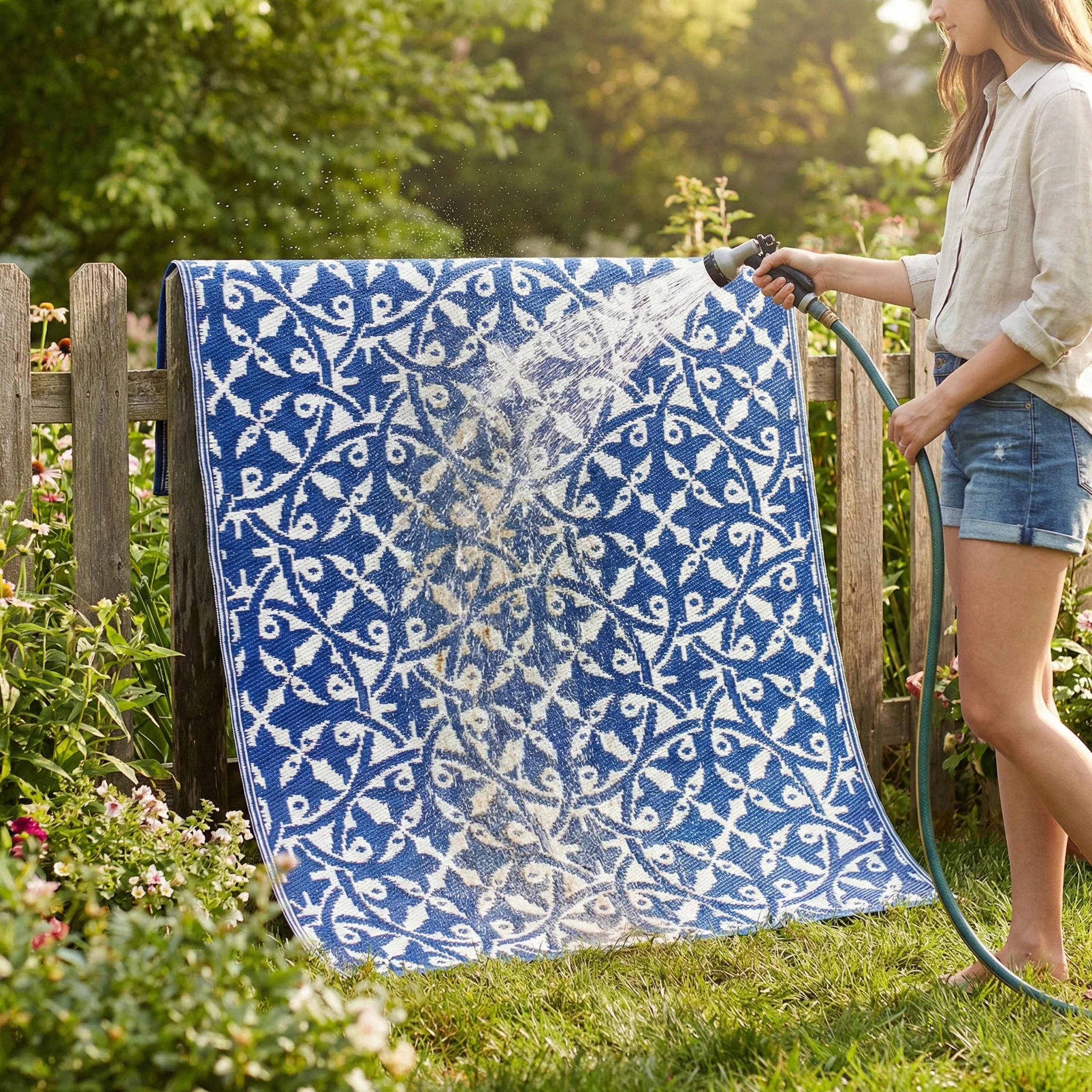 San Juan - Dark Blue Outdoor Rug for Patio FINAL SALE - Image 7