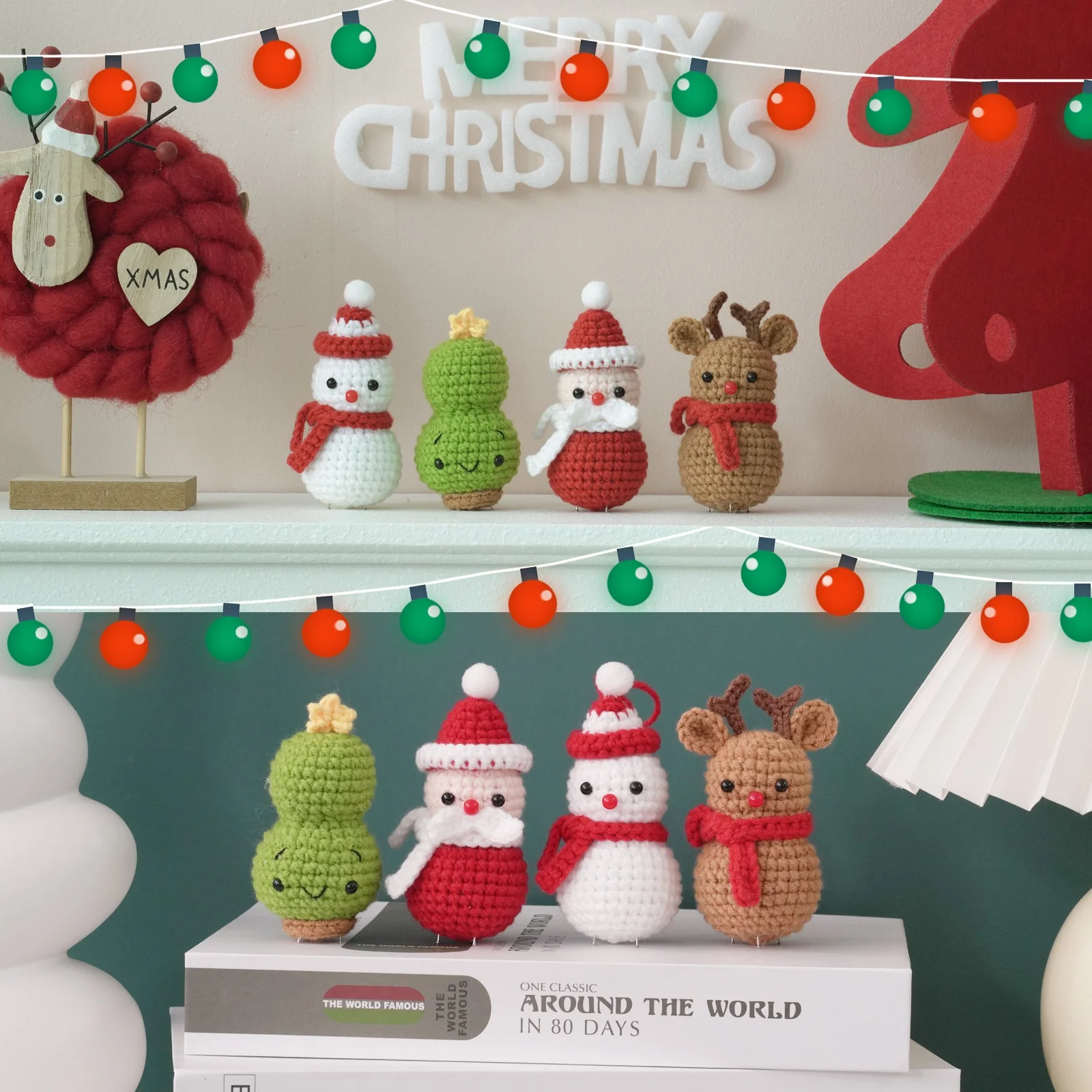Santa, Reindeer, Christmas Tree and Snowman Amigurumi DIY Crochet Kit Wizardi F07N8-M117 - Image 3