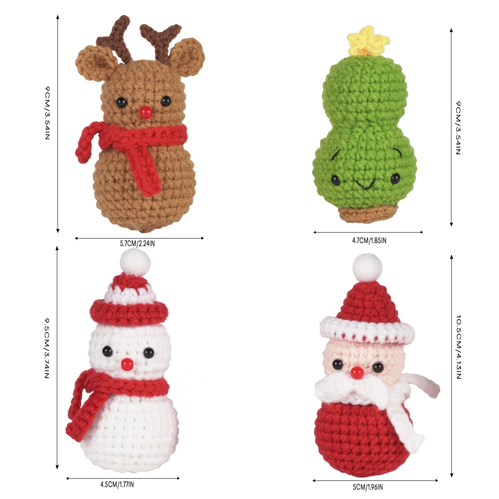 Santa, Reindeer, Christmas Tree and Snowman Amigurumi DIY Crochet Kit Wizardi F07N8-M117 - Image 4